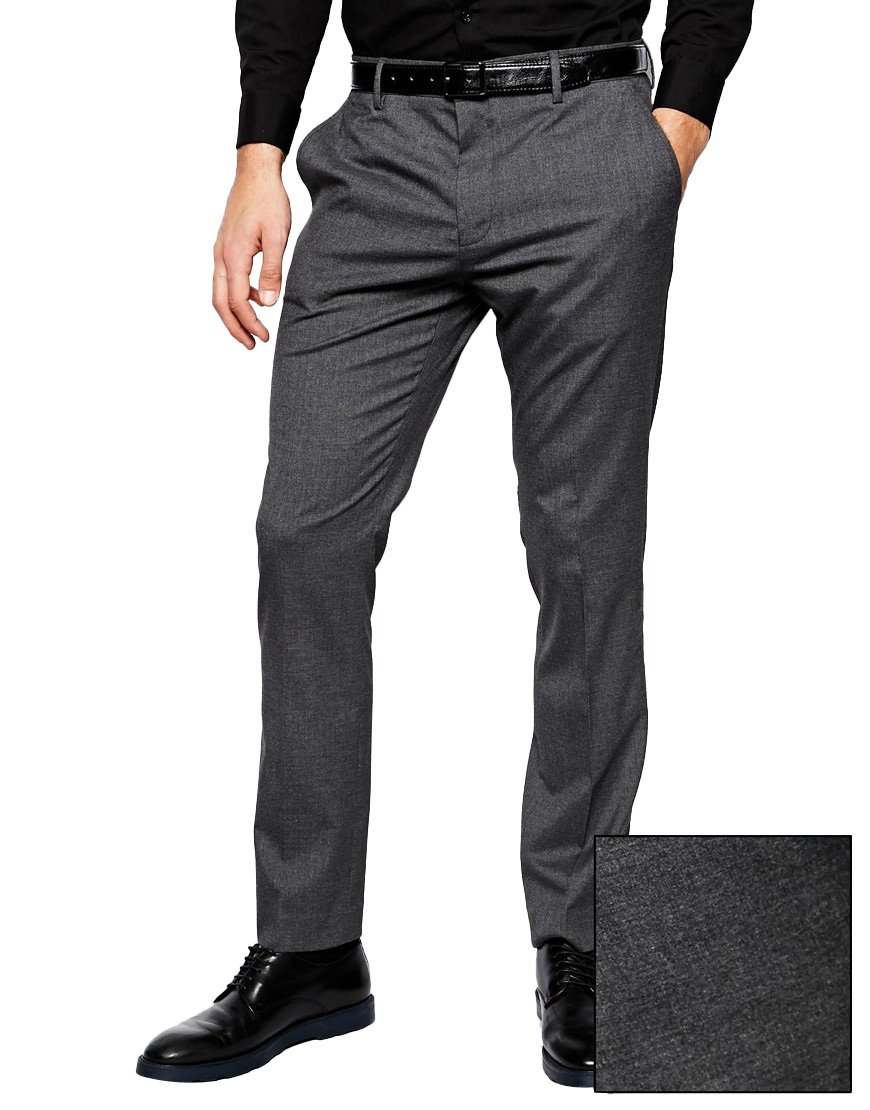 HBDesign Men's Iron-Free Slim Fit Dress Pants for Business & Formal Occasions - Grey Office Trousers for Work, Weddings & Professional Events