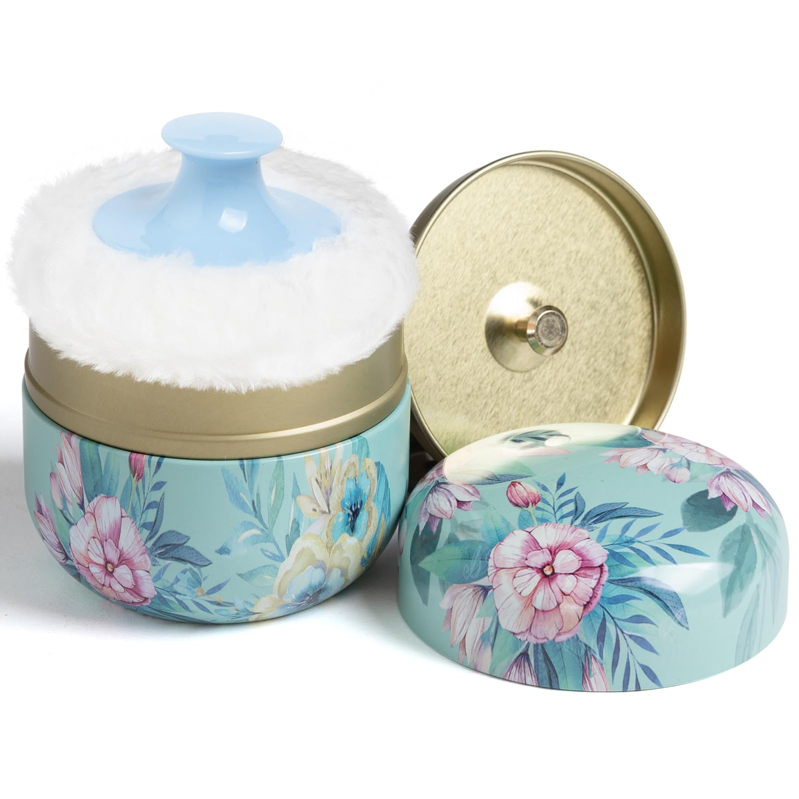 Premium Powder Puff & Loose Powder Container Set for Women & Baby - Travel-Friendly Body Dusting Powder Case with Soft Puff (Summer Flower Design) - Perfect for Makeup Touch-Ups, Baby Care & On-the-Go Use