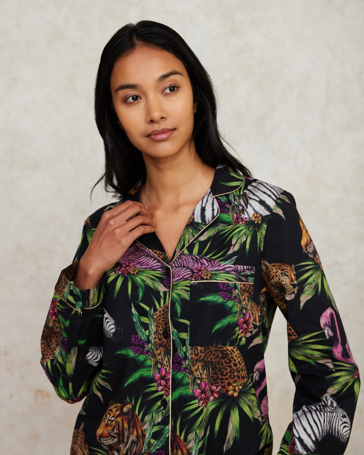 Organic Cotton Long Sleeve Pajama Set with Wild Nights Print - Soft & Breathable Sleepwear for Women, Perfect for Cozy Nights & Relaxing at Home