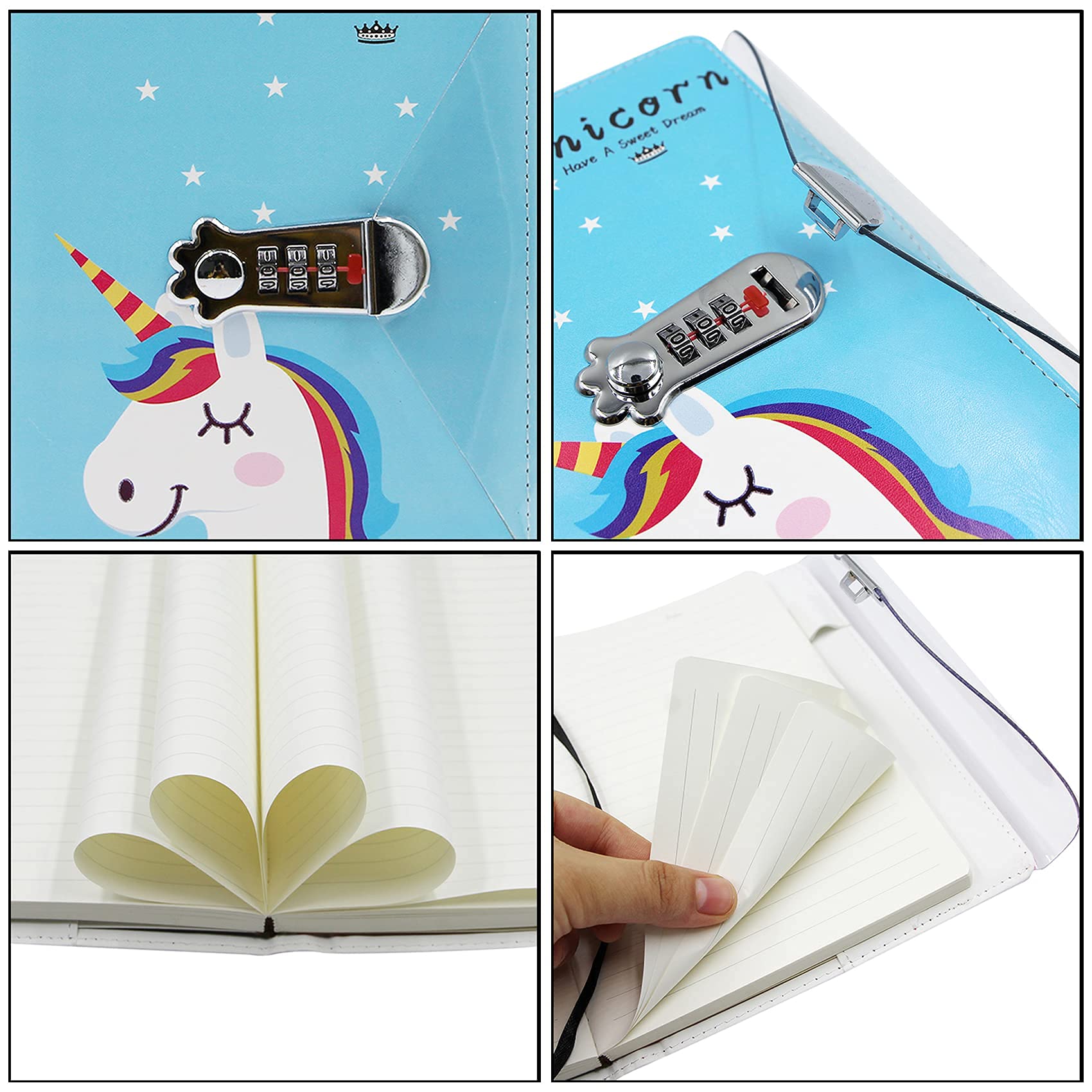 Lockable A5 Blue Unicorn Journal - Password Protected Writing Notebook, Travel Diary & Planner for Teens, Students & Creative Writing | Perfect for School, Work & Personal Reflection