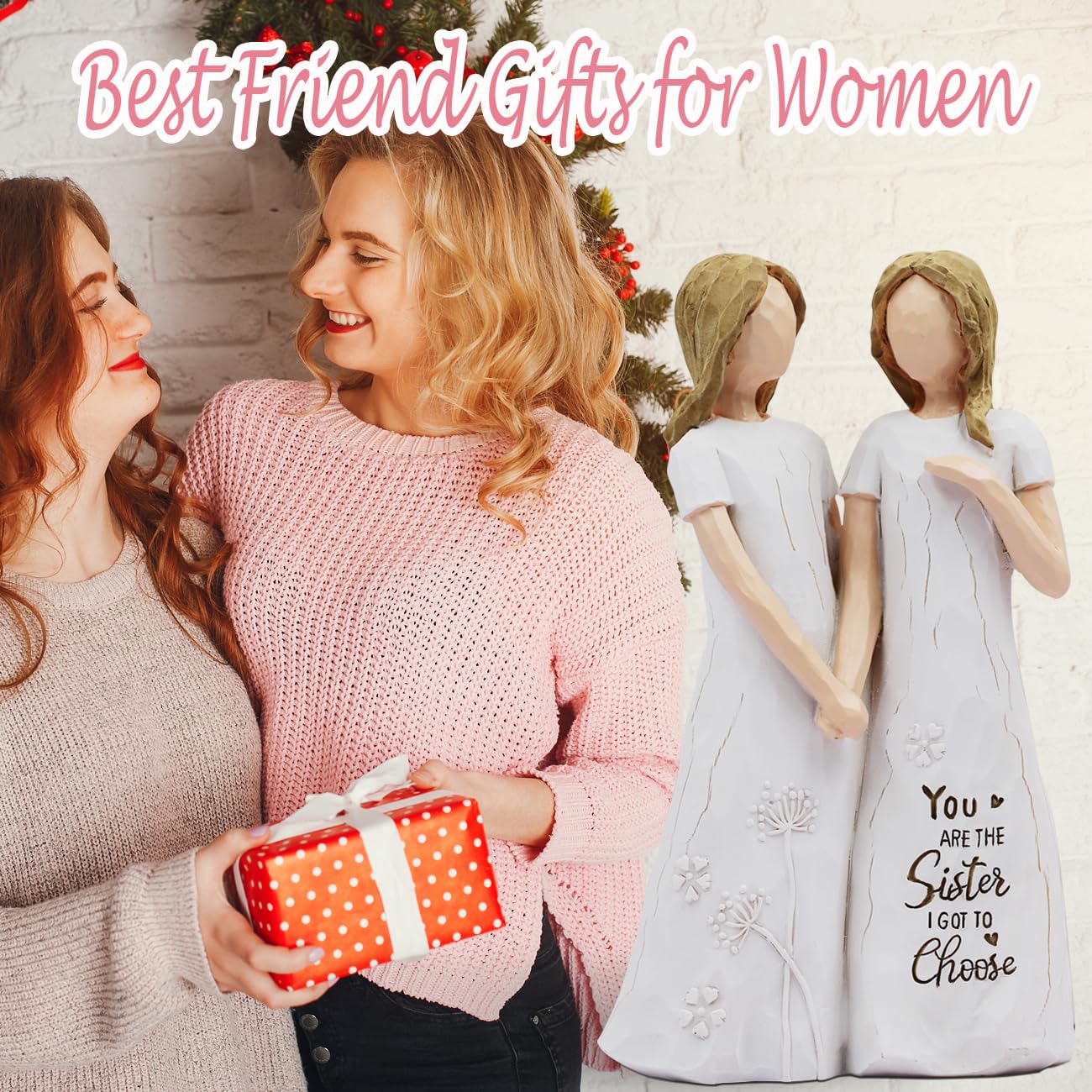 BORLESTA Hand-Painted Best Friend Figurine - Unique Birthday Gift for Women, Thoughtful Friendship Present for Sister & Bestie - Perfect for Home Decor, Office Desk, or Special Occasion Gift Giving