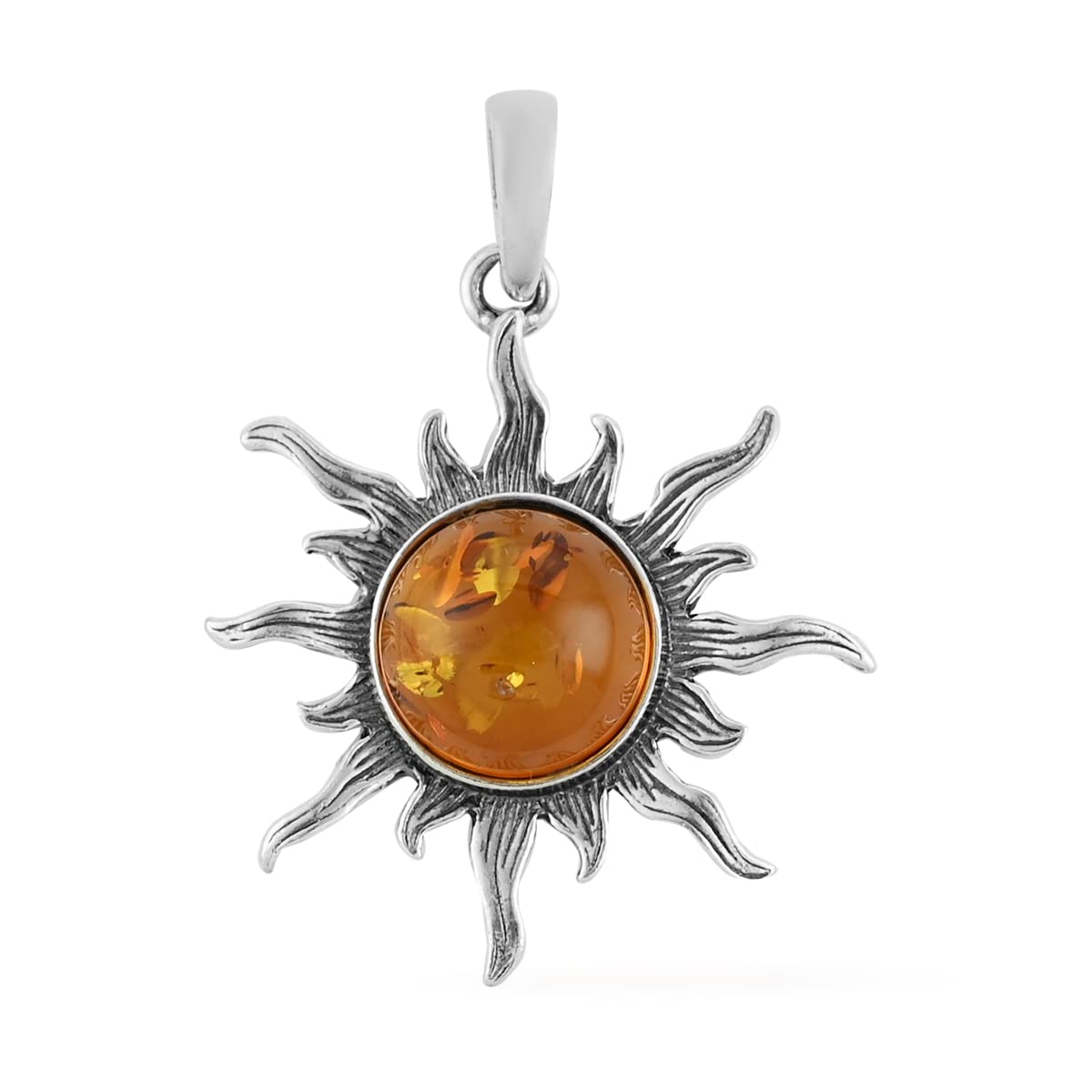 925 Sterling Silver Platinum Plated Amber Pendant Necklace for Women - Elegant Jewelry Gift for Wedding, Engagement, Anniversary & Promise - Perfect for Date Nights, Special Occasions & Everyday Wear