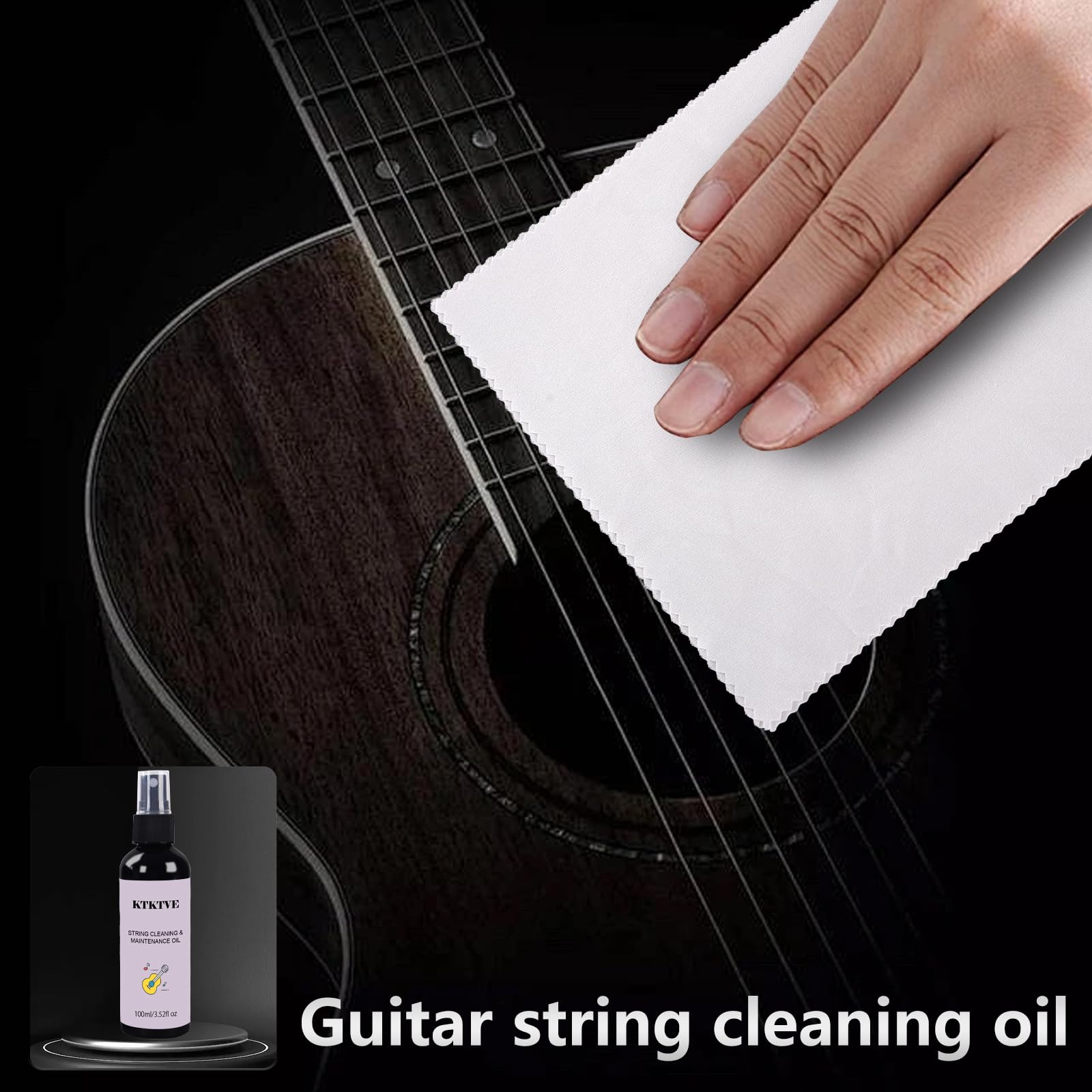 Guitar Cleaning Kit 8-Pack with Cleaner, Polish & Tools for Guitar Care & Maintenance
