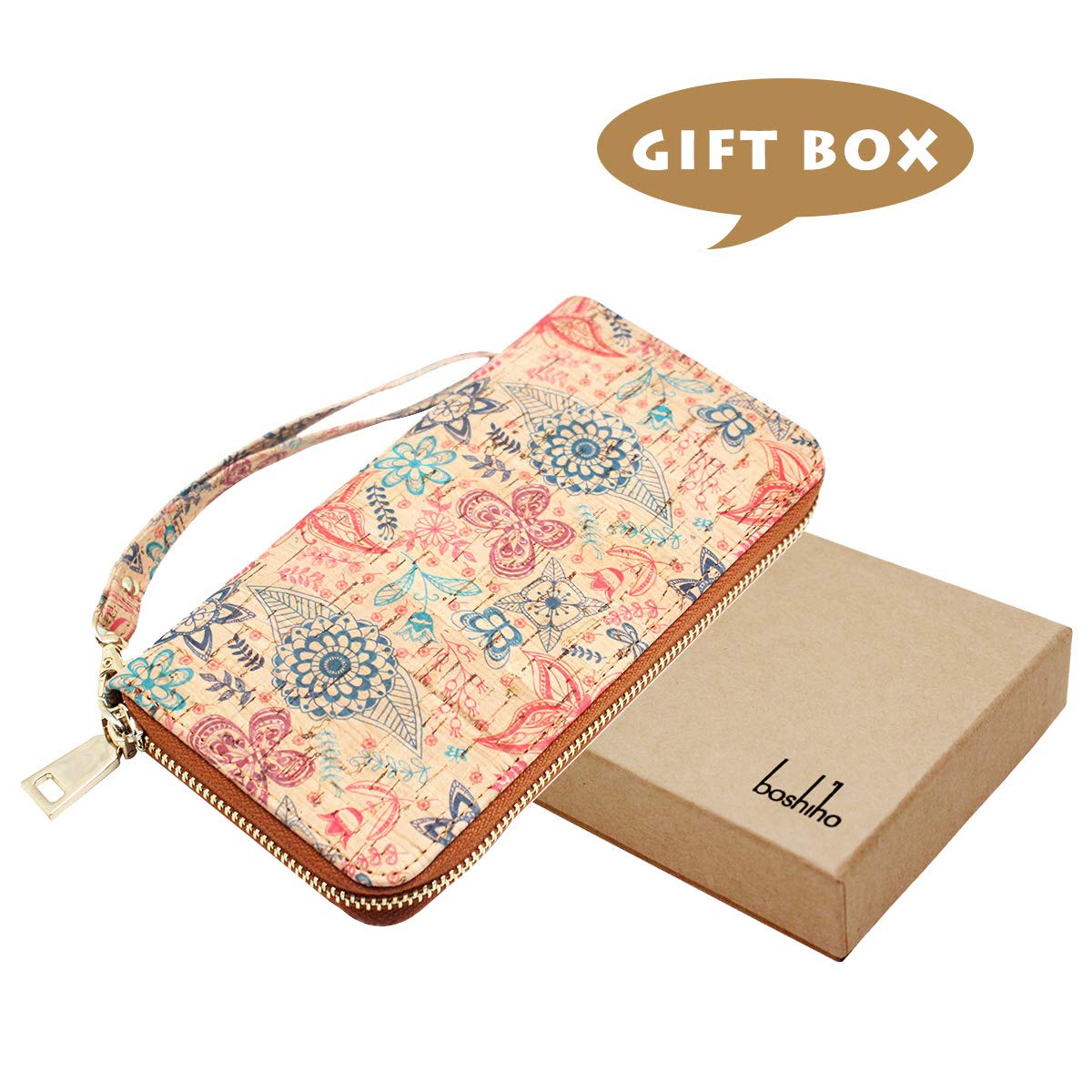 Boshiho Cork Vegan Purse Wallet for Women - Eco-Friendly Smartphone Clutch with Card Holder & RFID Protection | Perfect for Travel, Work, and Everyday Use