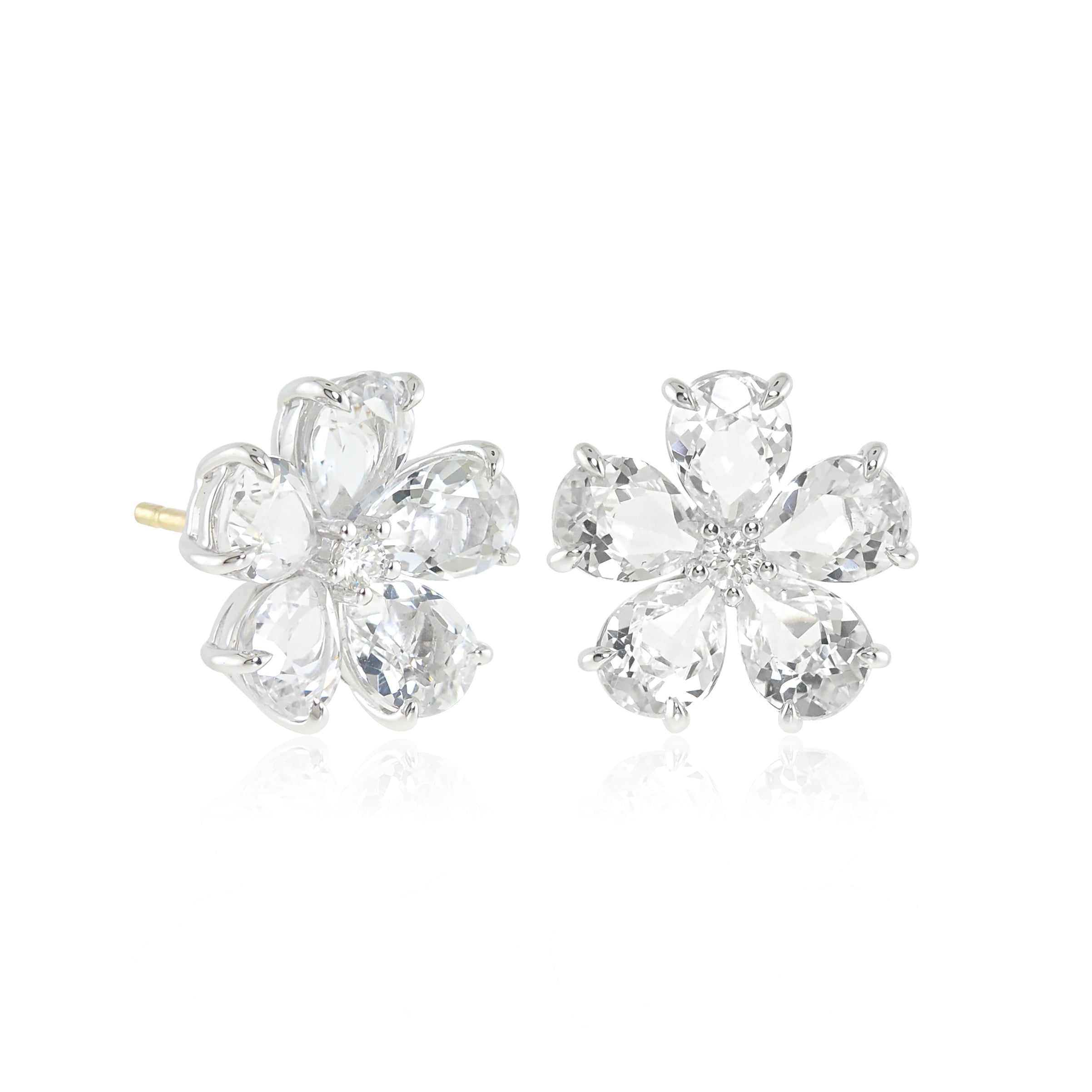 Elegant White Topaz & Diamond Forget Me Not Earrings - Perfect for Weddings, Anniversaries & Romantic Gifts