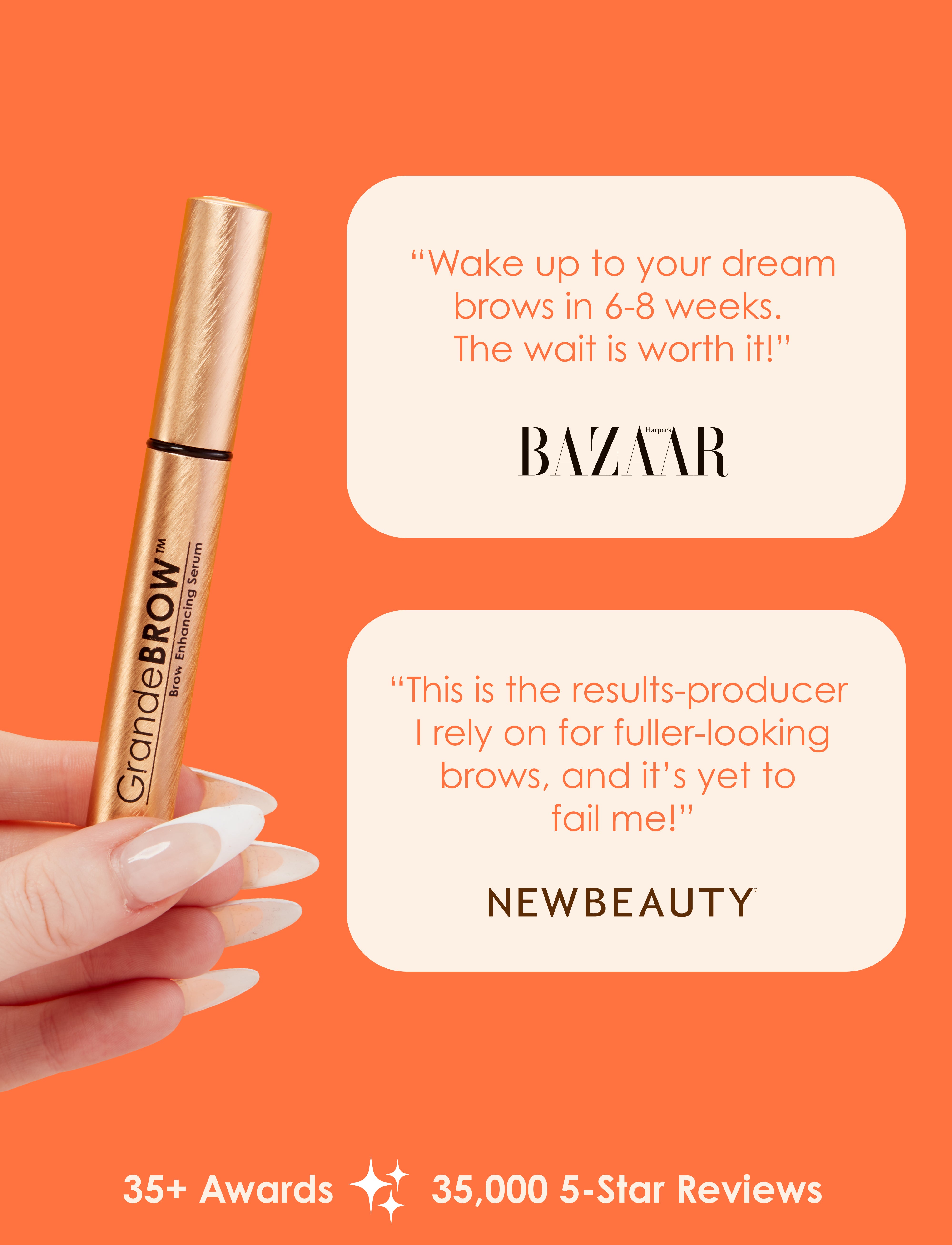 GrandeBrow Eyebrow Enhancing Serum - Natural Lash & Brow Growth Treatment for Fuller, Thicker Brows - Vegan & Cruisely-Free Formula - Perfect for Daily Use at Home or Salon