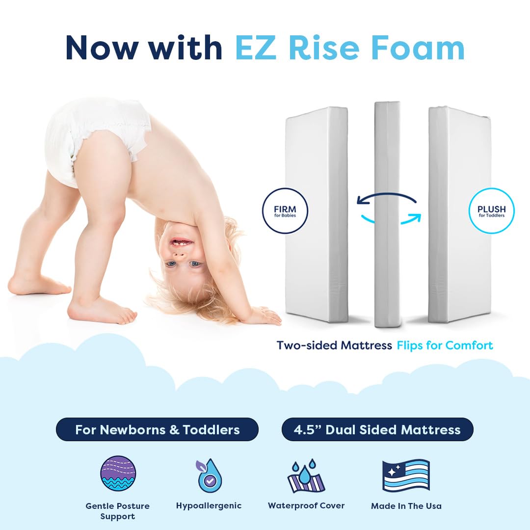 Moonlight Slumber EZ Dreamer Dual-Sided Crib Mattress - 2-Stage Baby & Toddler Mattress with Firm EZ Rise Foam & Waterproof Cover (52