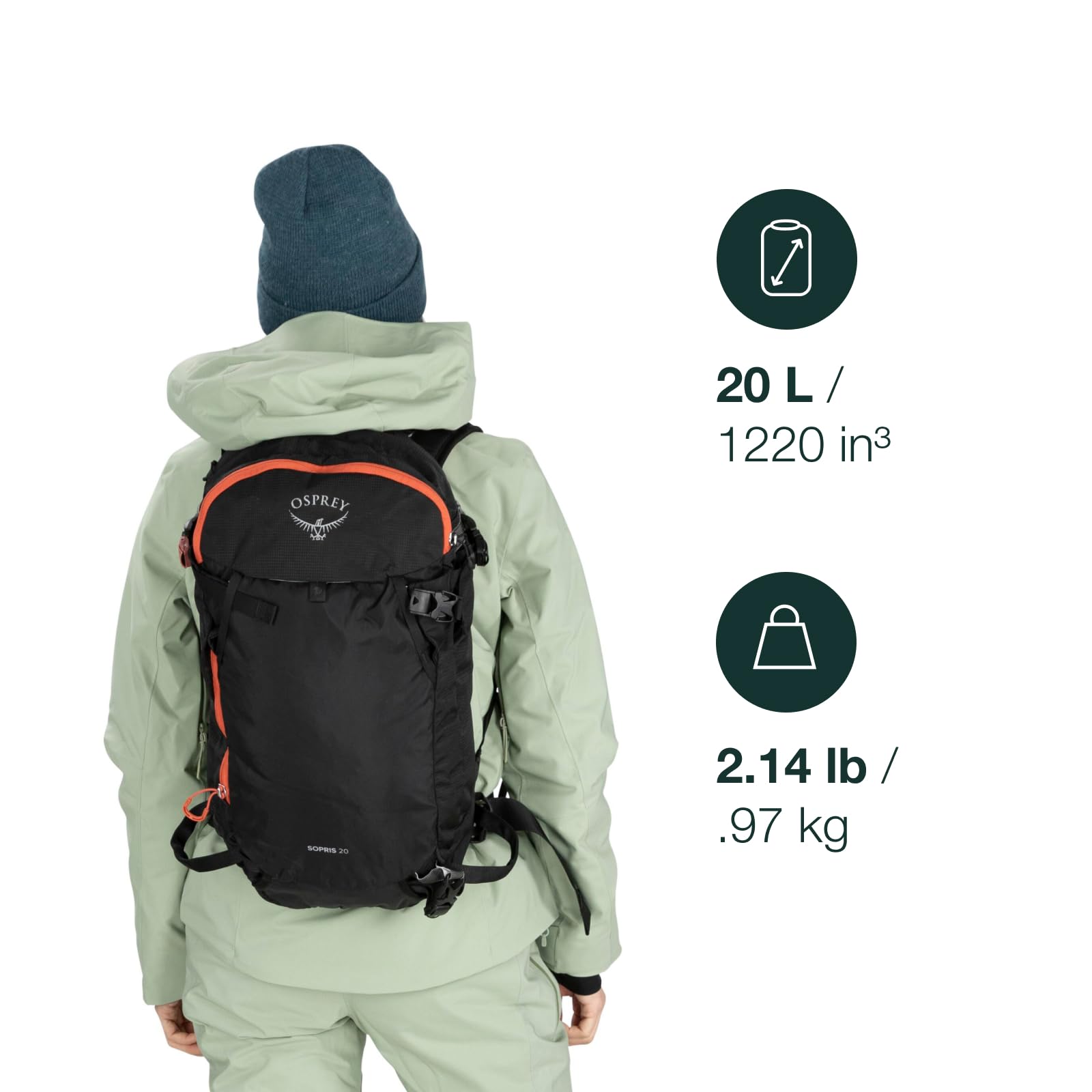Osprey Sopris 20L Ski and Snowboard Backpack - Waterproof Hiking Daypack for Men & Women, Emberglow Orange - Perfect for Skiing, Snowboarding & Outdoor Adventures