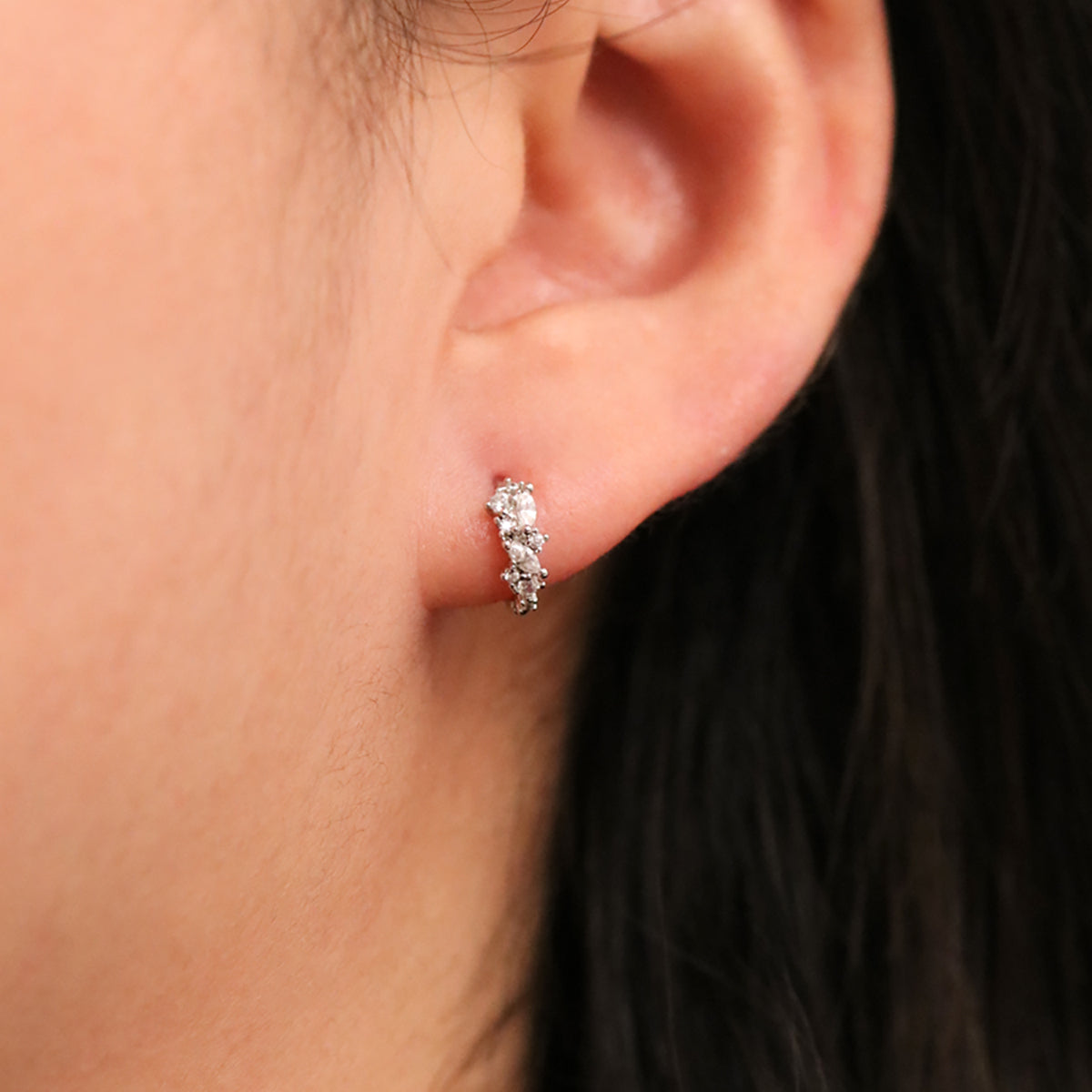 Cubic Cluster Huggie Earrings for Women – Minimalist Gold Hoop Earrings for Everyday Wear | Perfect for Work, Date Night & Gifting