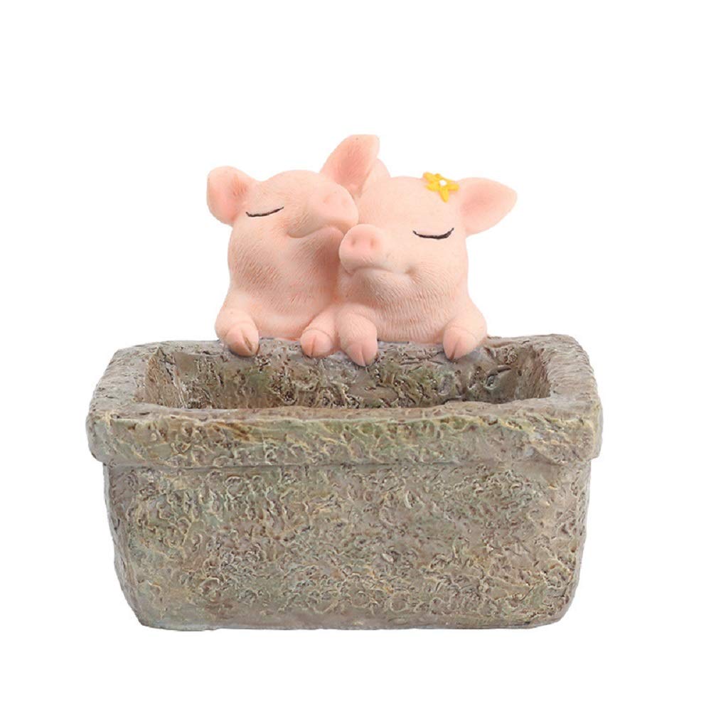 Ceramic Succulent Planter - Cute Couple Pig Flower Pot for Home & Office Desk Decor | Perfect for Indoor Plants, Wedding Gifts & Feng Shui Decorations