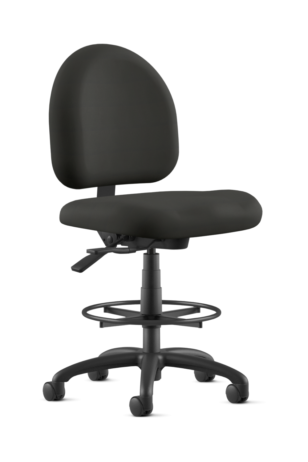 9 To 5 LOGIC 1725 CY36 Black Fabric Drafting Stool with Foot Ring and Mid Back Support - Ergonomic Office Chair for Architects, Designers & Artists - Perfect for Drafting Tables, Studios & Workspaces