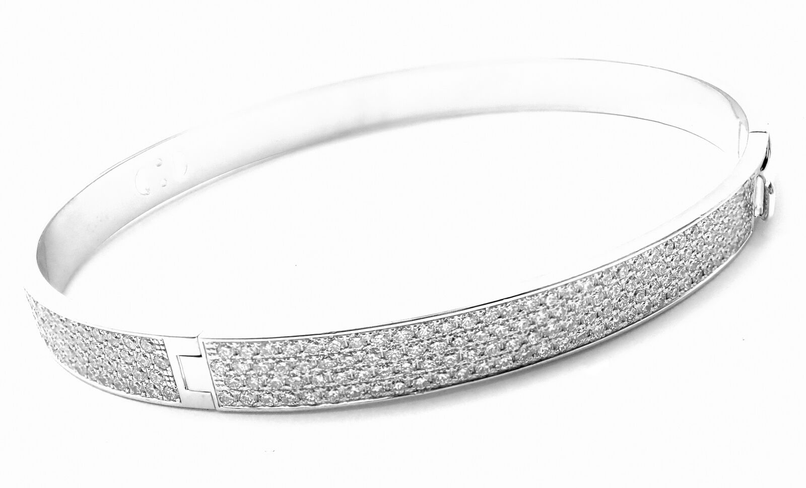 Authentic Hermes H D'Ancre 18k White Gold Diamond Small Bangle Bracelet - Luxury Jewelry for Women, Perfect Gift for Anniversary, Birthday & Special Occasions