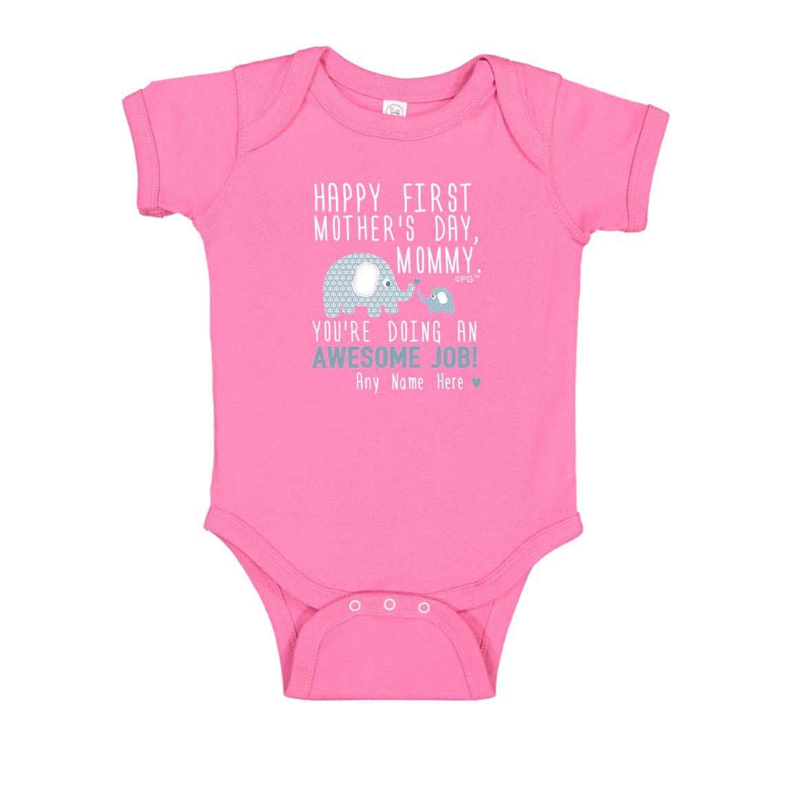 Personalized First Mother's Day Gift - Blue Elephant Baby Bodysuit for New Moms | Perfect for Baby Showers, Photo Shoots & Special Occasions
