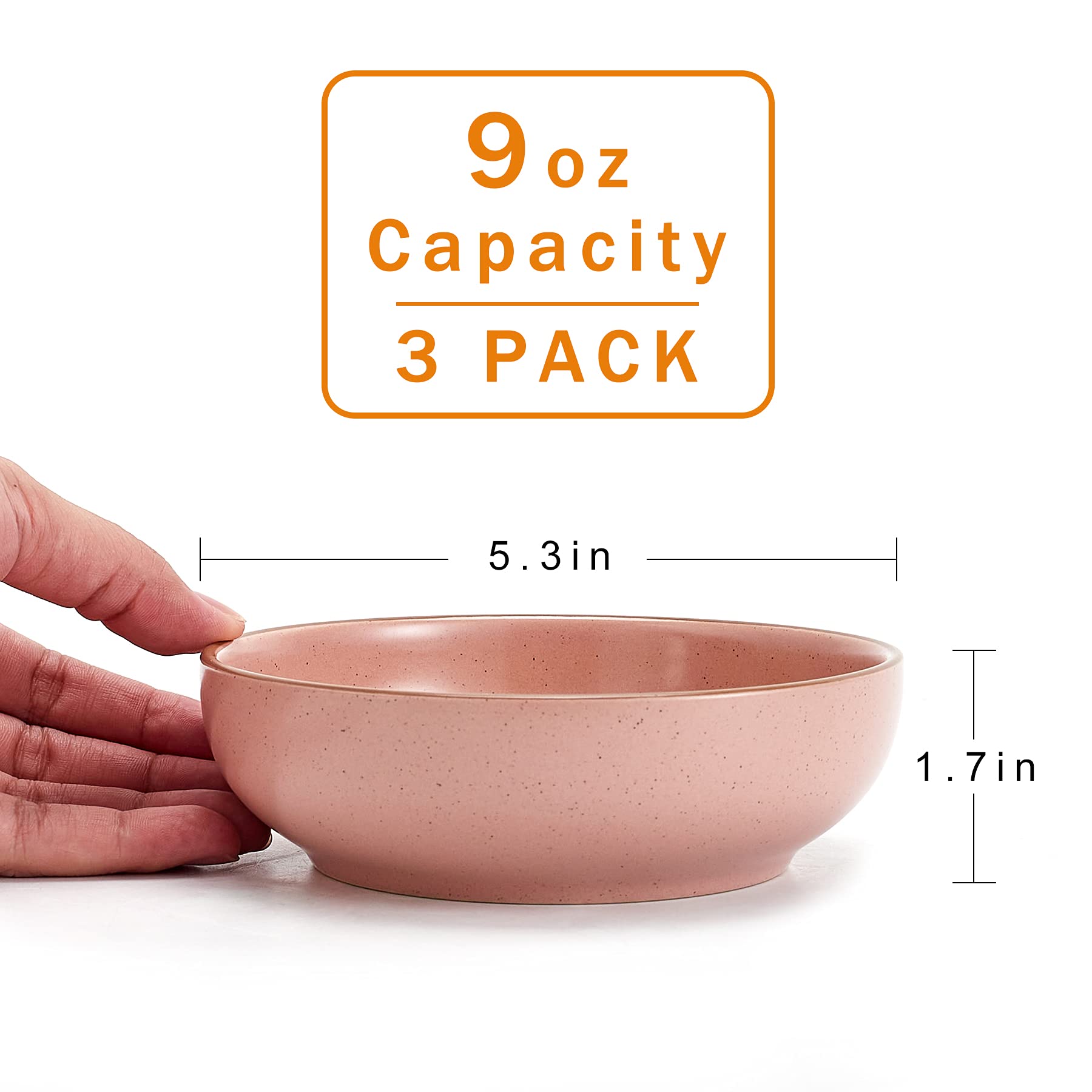 Premium Ceramic Cat Bowls Set of 3 - Non-Tip Pet Food & Water Dishes for Cats & Small Dogs, 5.19 Inch Matte Pink Bowls - Durable, Easy to Clean, BPA-Free - Perfect for Home, Kitchen, or Travel Use