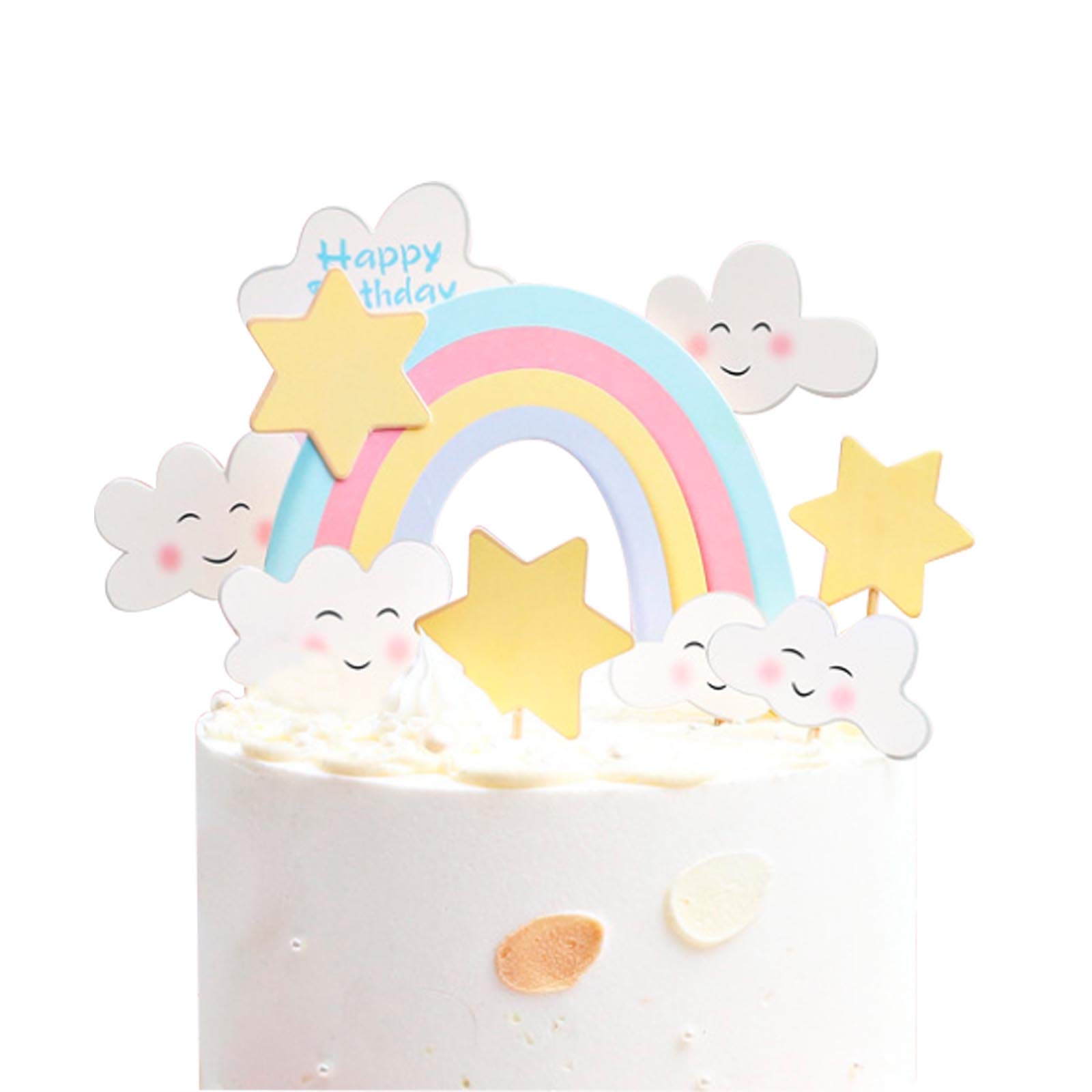 Happy Birthday Cake Topper - Rainbow Cloud Cake Decorations for Kids Birthday Parties | Perfect for Children's Cakes, Cupcakes & Dessert Table Decor