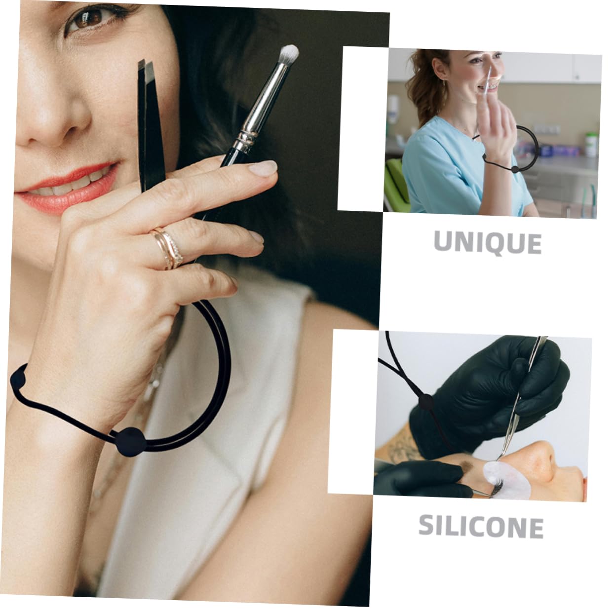 Beavorty 2 Pack Black Silicone Eyelash Extension Tweezers Protector Wristband - Professional Lash Tech Accessories, Makeup Tweezers Holder Bracelet for Eyelash Supplies - Perfect for Salon, Spa & Home Use