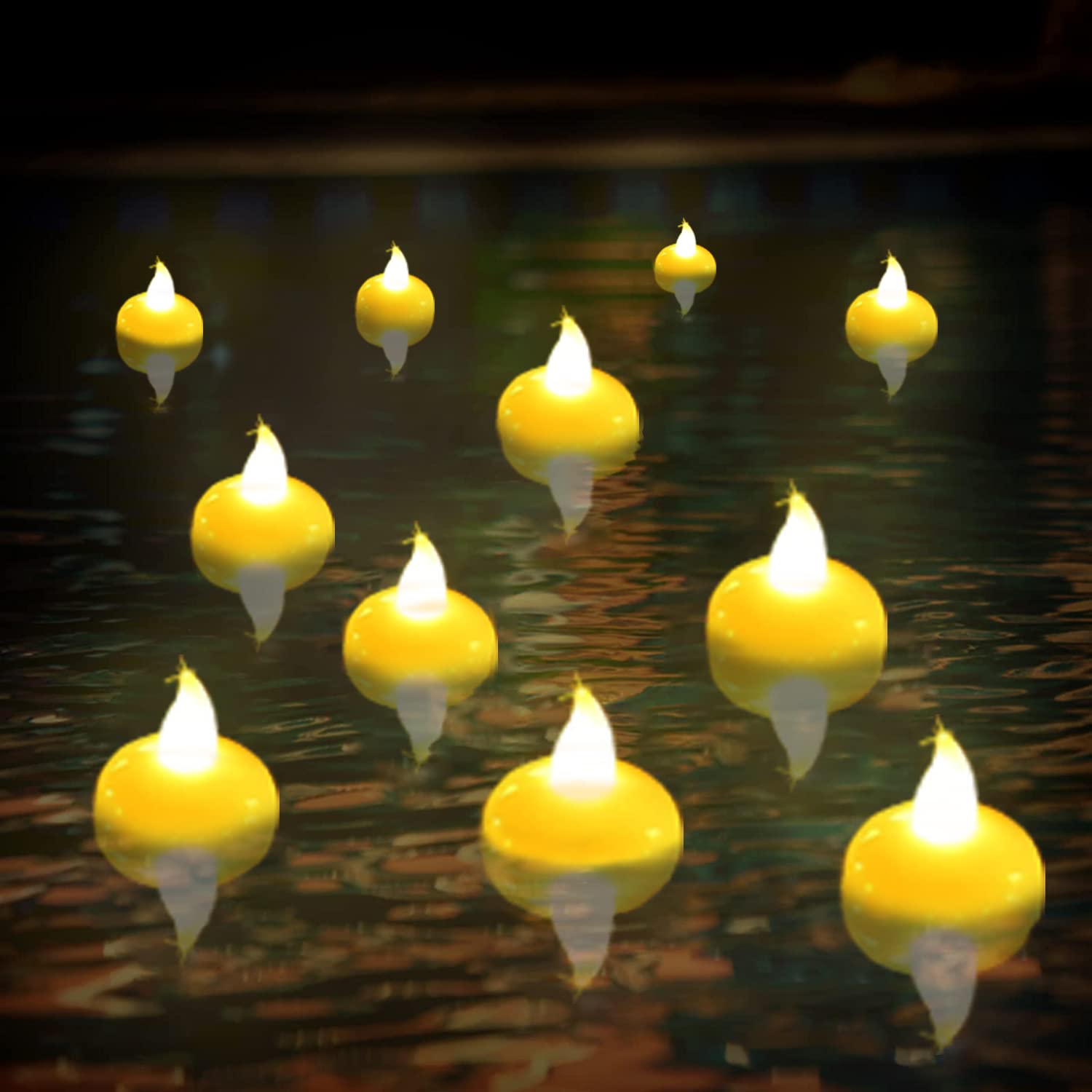 20PCS Waterproof LED Floating Pool Lights - Warm White Glow for Swimming Pools, Hot Tubs, Ponds | Outdoor Decorative Lights for Beach, Garden, Patio, Lawn & Christmas Decorations | Creates Magical Ambiance for Parties, Weddings & Nighttime Swimming