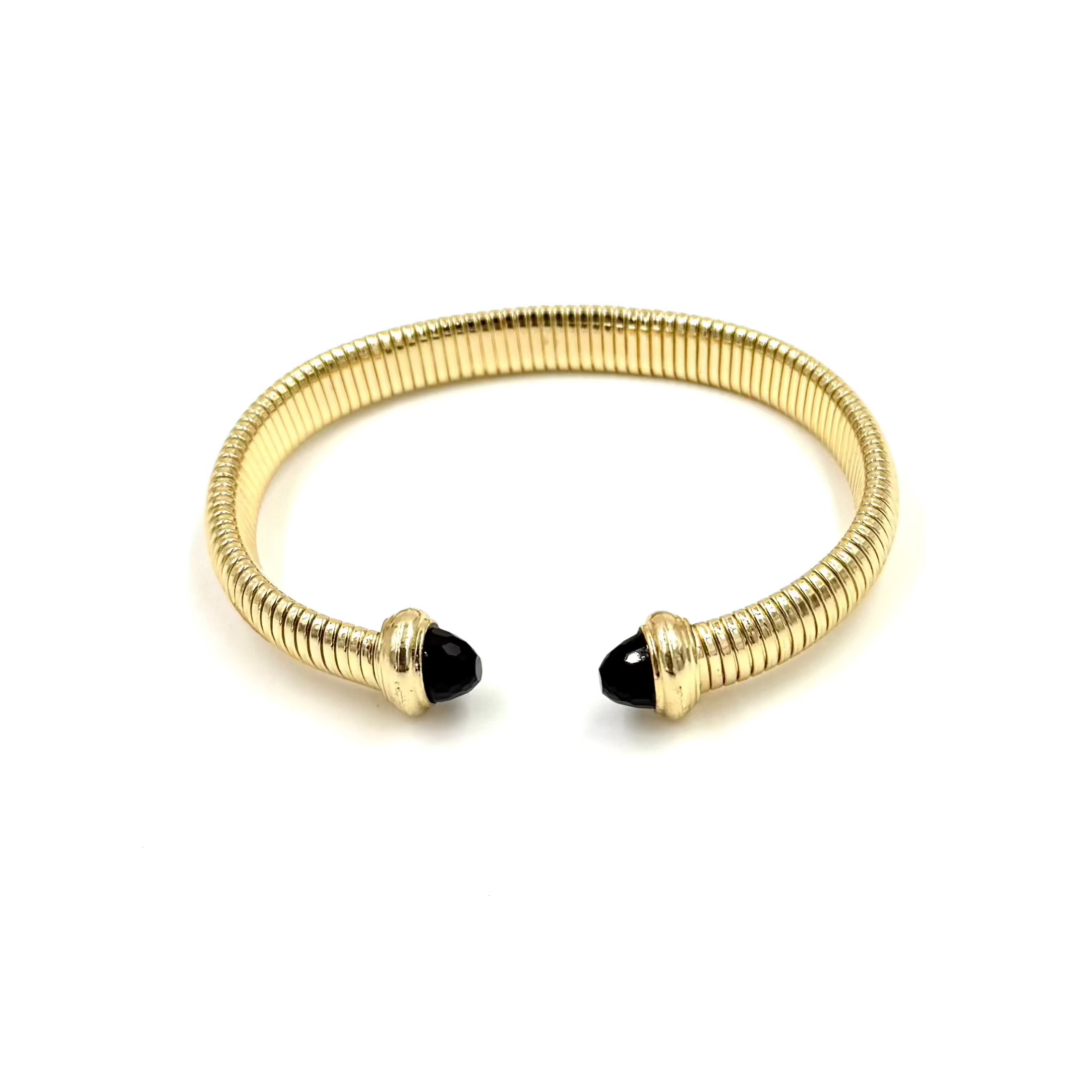 Ashley Gold Stainless Steel Open-End CZ Bangle Bracelet for Women - Fashion Jewelry Gift for Birthday, Anniversary & Special Occasions