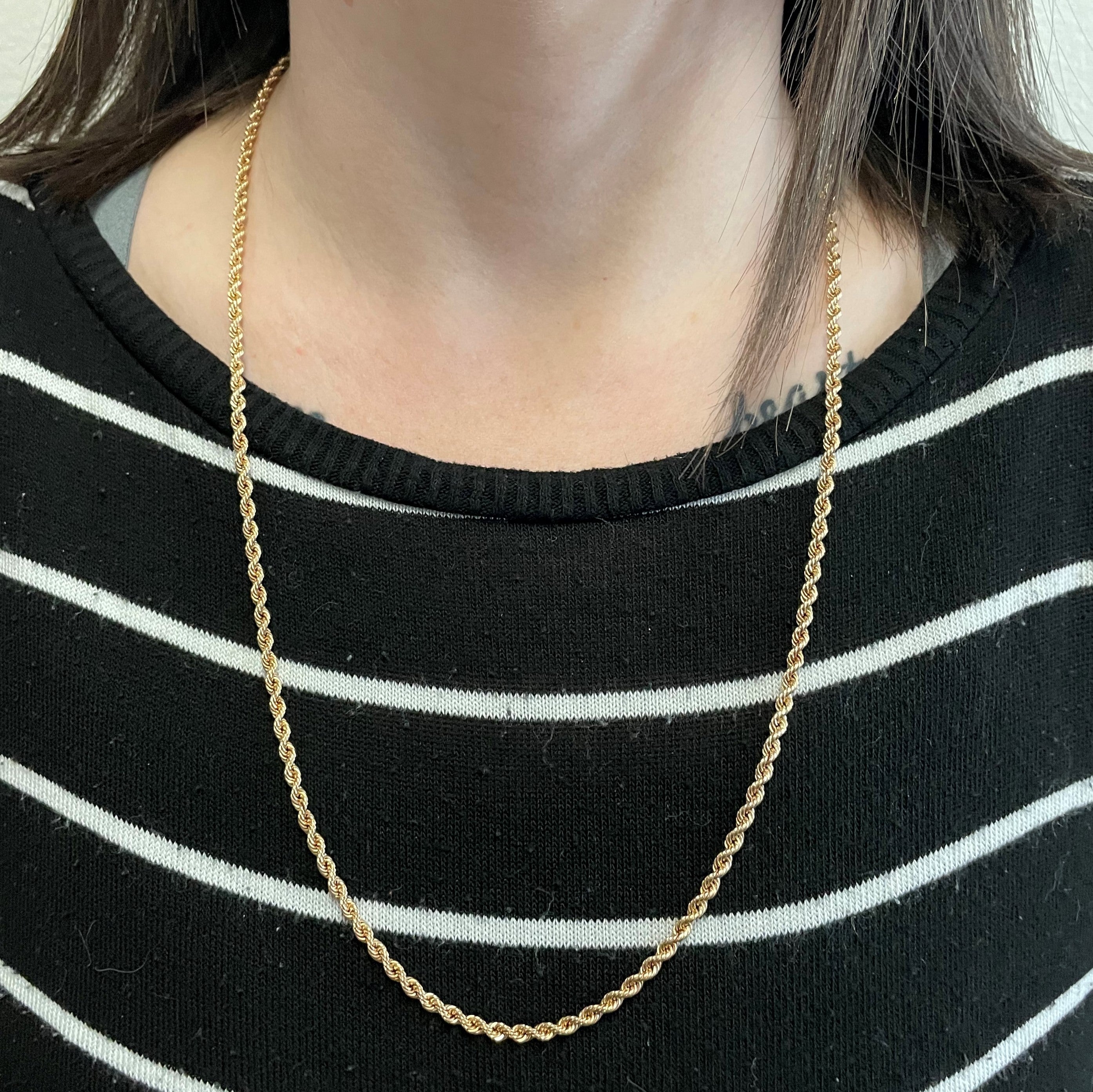 10K Yellow Gold Rope Chain Necklace 26 Inches - Durable & Stylish Jewelry for Men & Women | Perfect for Everyday Wear, Gifts & Special Occasions