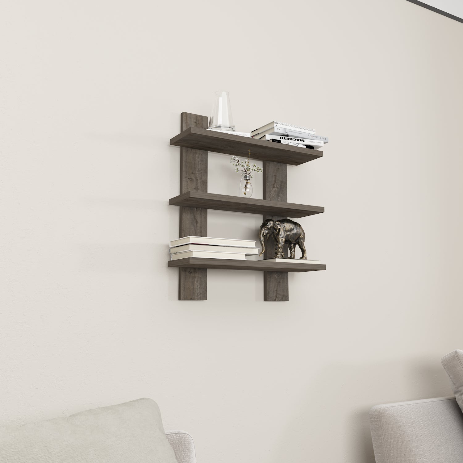 Harris Wall Shelf - Rustic Wood Floating Shelf for Home Decor, Books & Plants | Perfect for Living Room, Bedroom & Bathroom Storage & Organization
