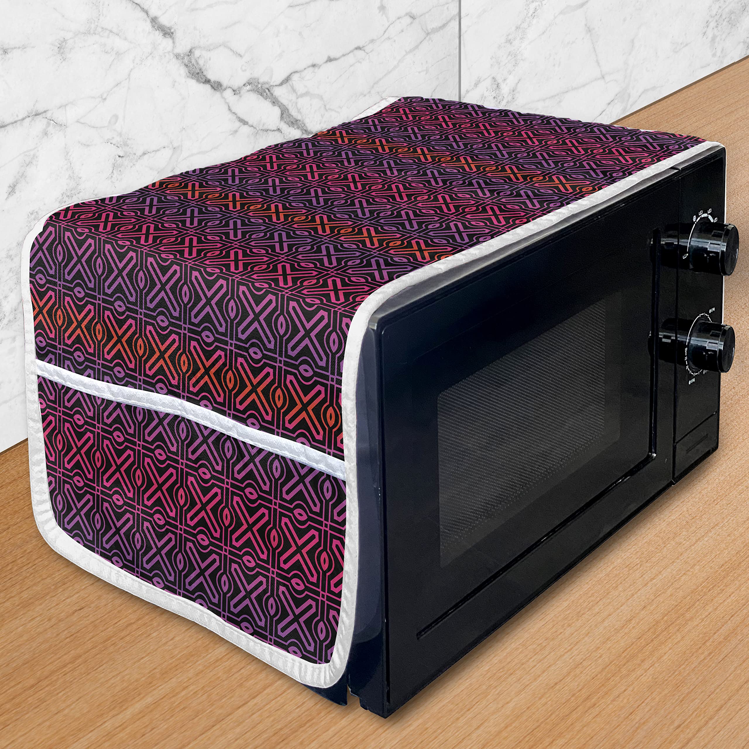 Ambesonne Geometric Microwave Oven Cover - Waterproof Kitchen Organizer with Pockets, 36