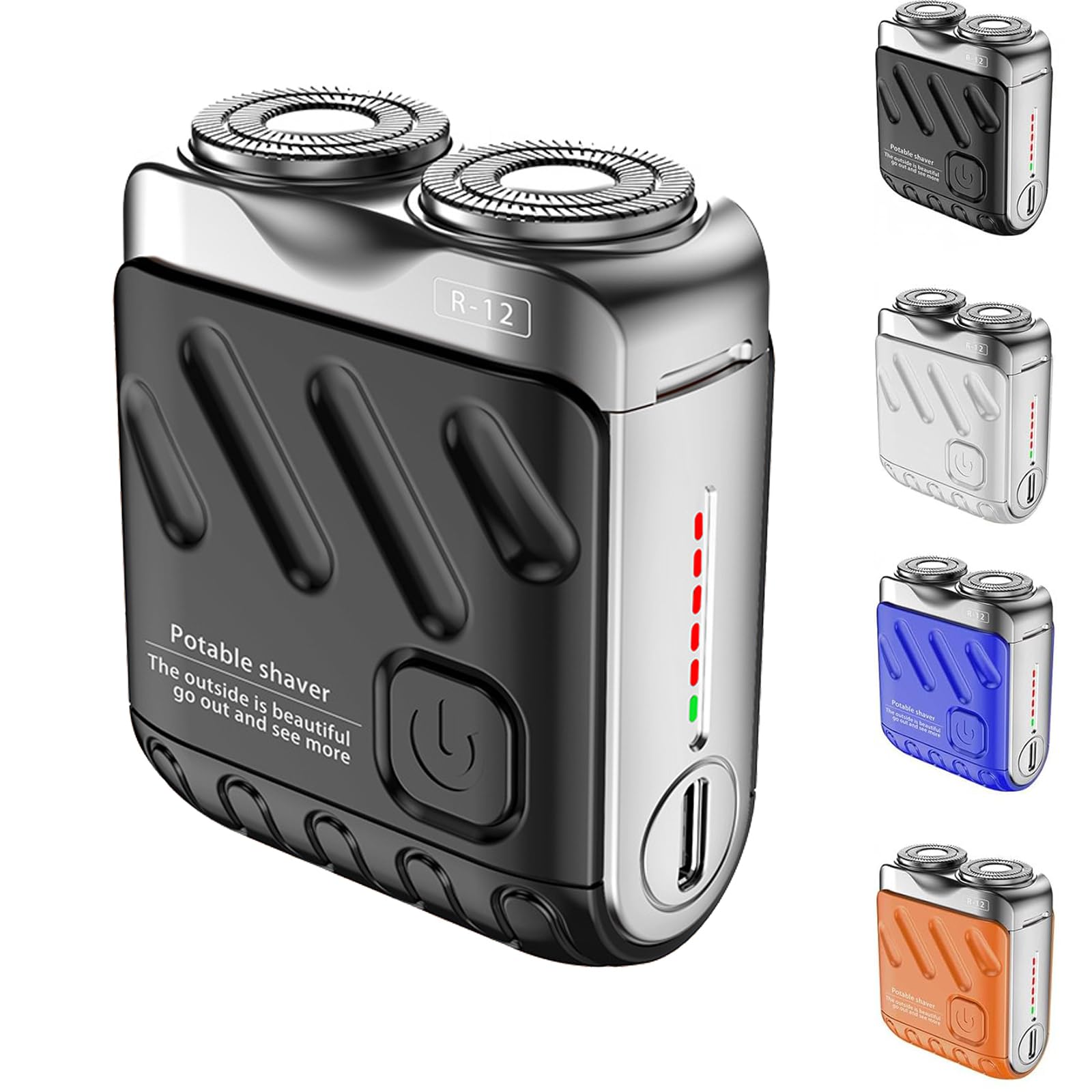 Portable Electric Beard Shaver for Men - Mini Travel Razor with Double-Ring Magnetic Cutter & Suitcase Design (Black) - Perfect for Business Trips, Camping & On-the-Go Grooming