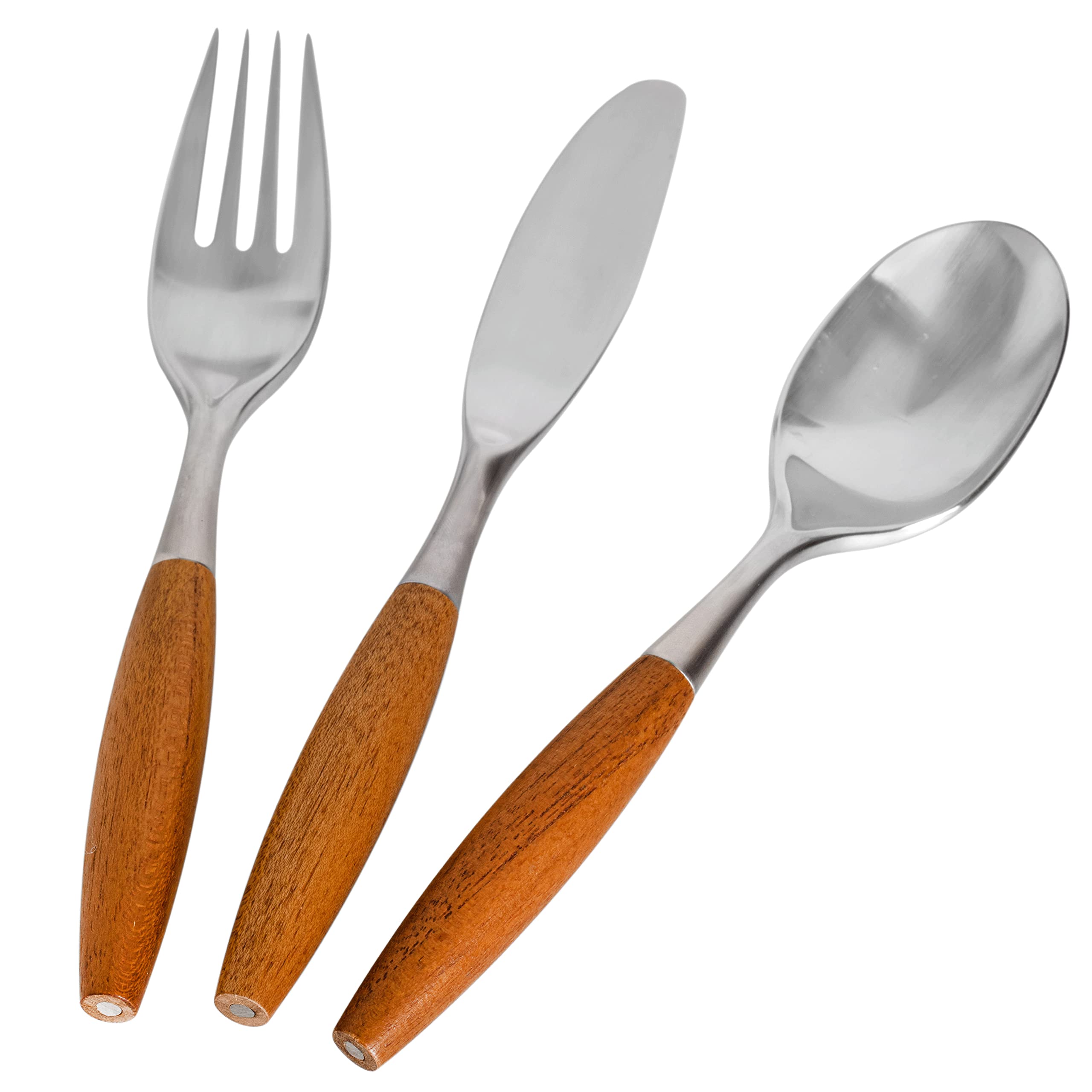 Premium Stainless Steel Flatware Set with Teak Wood Handles - 18-Piece Silverware Cutlery for Formal Dining & Everyday Use - Elegant Dansk Style Dinnerware for Restaurants, Weddings & Home Entertaining