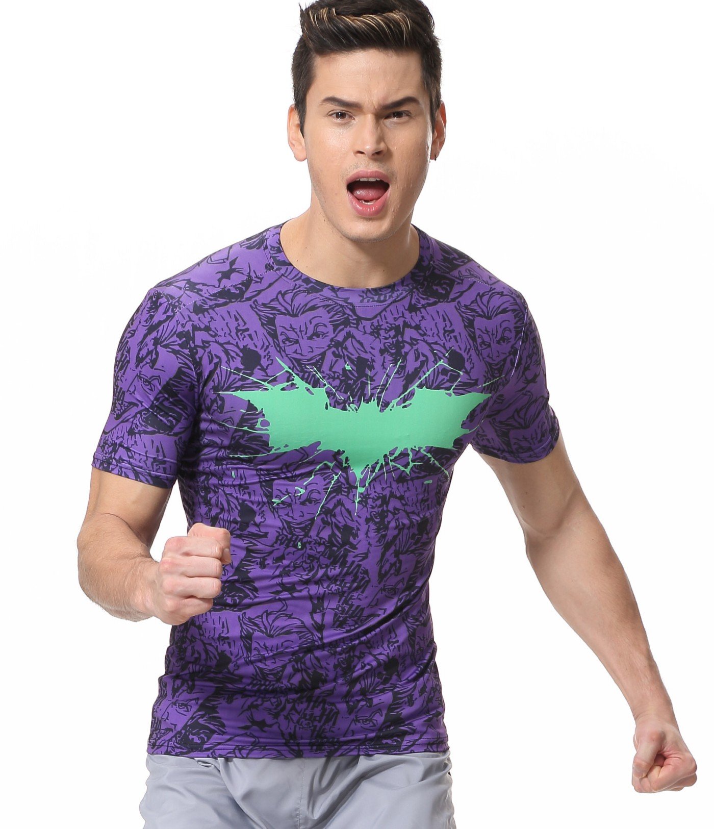 Men's Compression Sports Fitness Shirt - Breathable Workout T-Shirt for Gym, Running & Training - Moisture Wicking Athletic Top for Active Lifestyle
