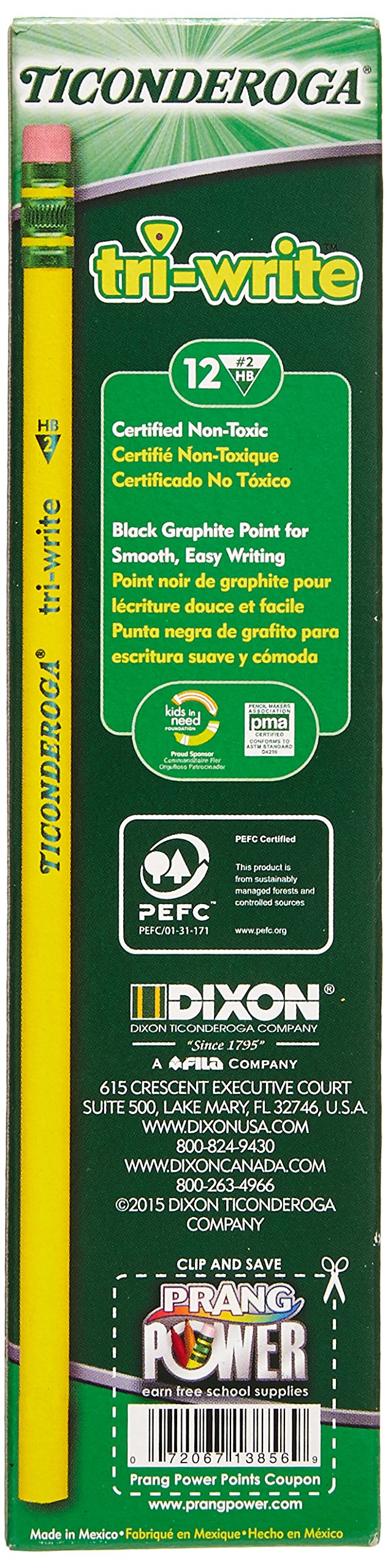 Ticonderoga Tri-Write Woodcase Pencils #2 HB - Pack of 3 Boxes (36 Pencils Total) - Perfect for School, Office & Art Projects