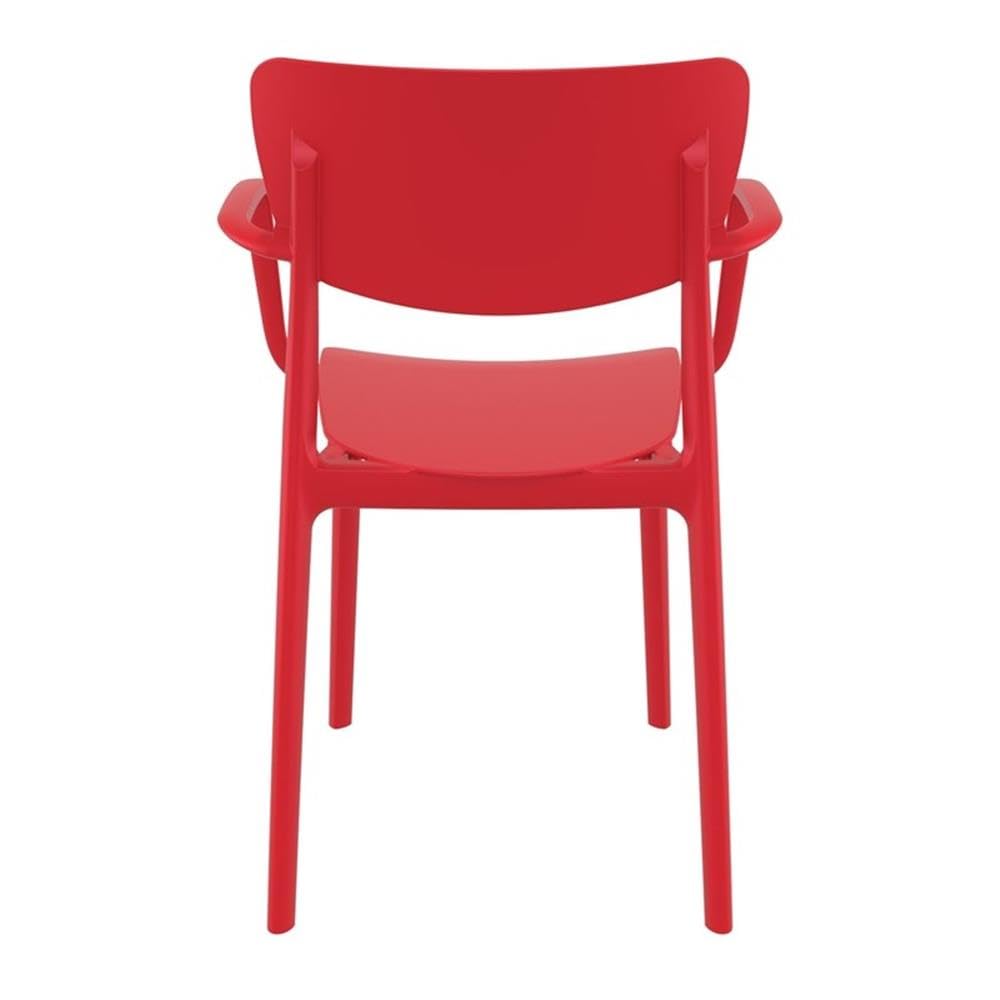 Premium Lisa Outdoor Dining Arm Chairs (Set of 2) - Weather-Resistant Red Patio Furniture for Garden, Poolside & Backyard Dining
