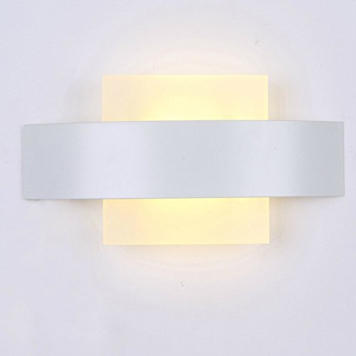 7W LED SMD 2835 Wall Sconce Light Fixture - White Finish Acrylic Shade - Energy Saving Indoor Wall Lighting for Bedroom, Hallway, Living Room, and Staircase