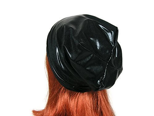 Black Faux Leather Slouchy Hat - Vegan Leather Unisex Beanie for Men & Women | Perfect for Goth Fashion, Winter Outfits & Casual Streetwear