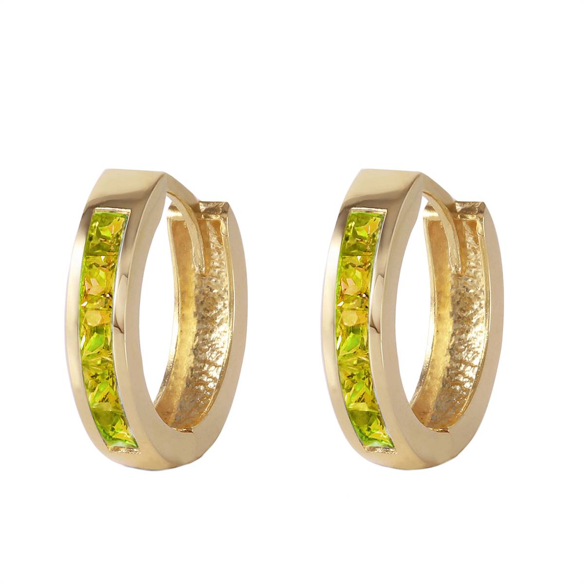 1 Carat 14K Solid Yellow Gold Hoop Huggie Earrings with Peridot Gemstone - Perfect for Everyday Wear, Gifts & Special Occasions