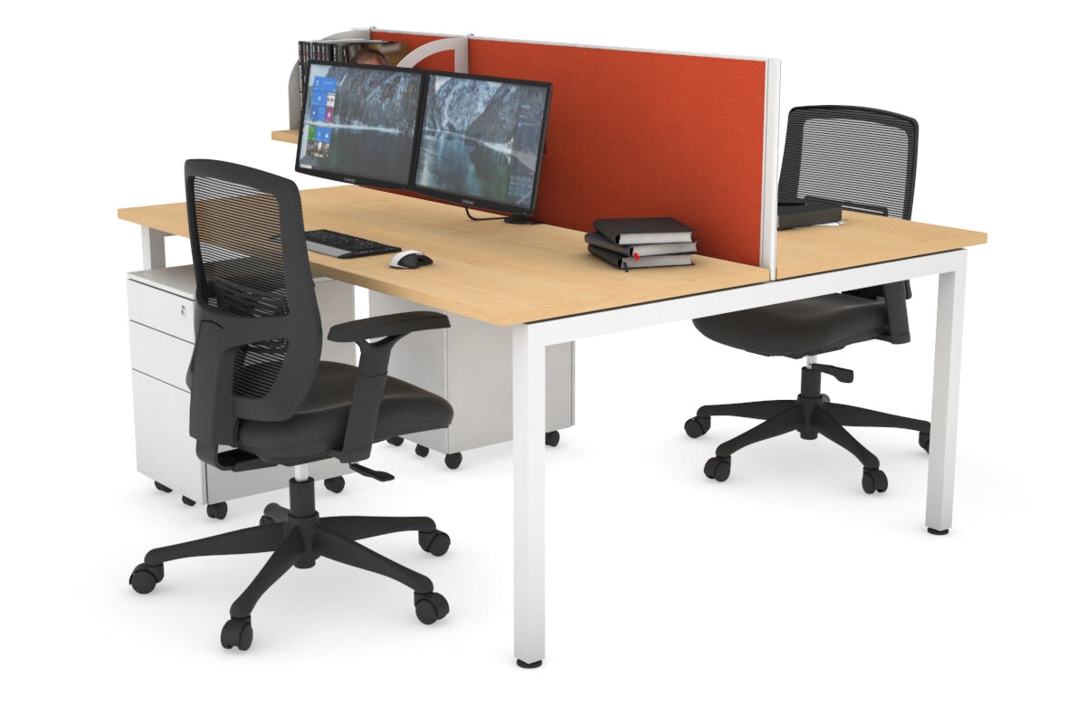 Quadro Square Legs 2 Person Office Workstation Desk [1400L x 700W] - Perfect for Collaborative Workspaces & Home Offices
