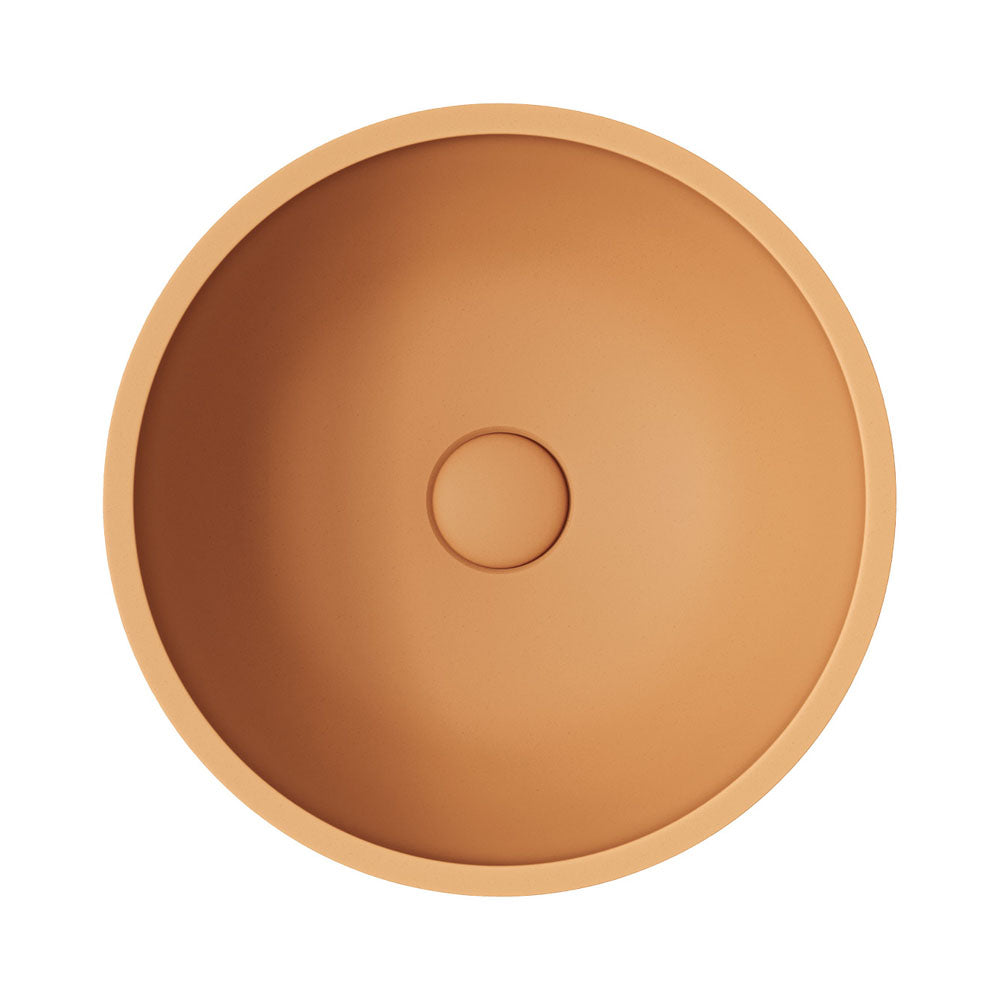 Fienza RB074TU Alba Round Concrete Above Counter Basin - Modern Farmhouse Sink for Bathroom & Powder Room - Tuscan Style Design, Durable & Waterproof