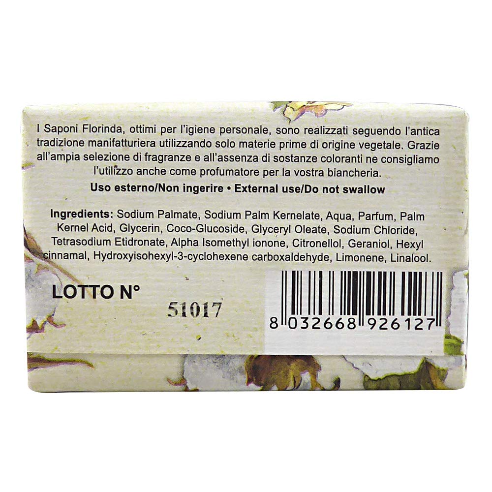 Florinda Flowers Cotton Scented Vegan Soap Bar 50g (1.76oz) - Natural Handmade Bath Soap for Sensitive Skin & Eco-Friendly Gifts