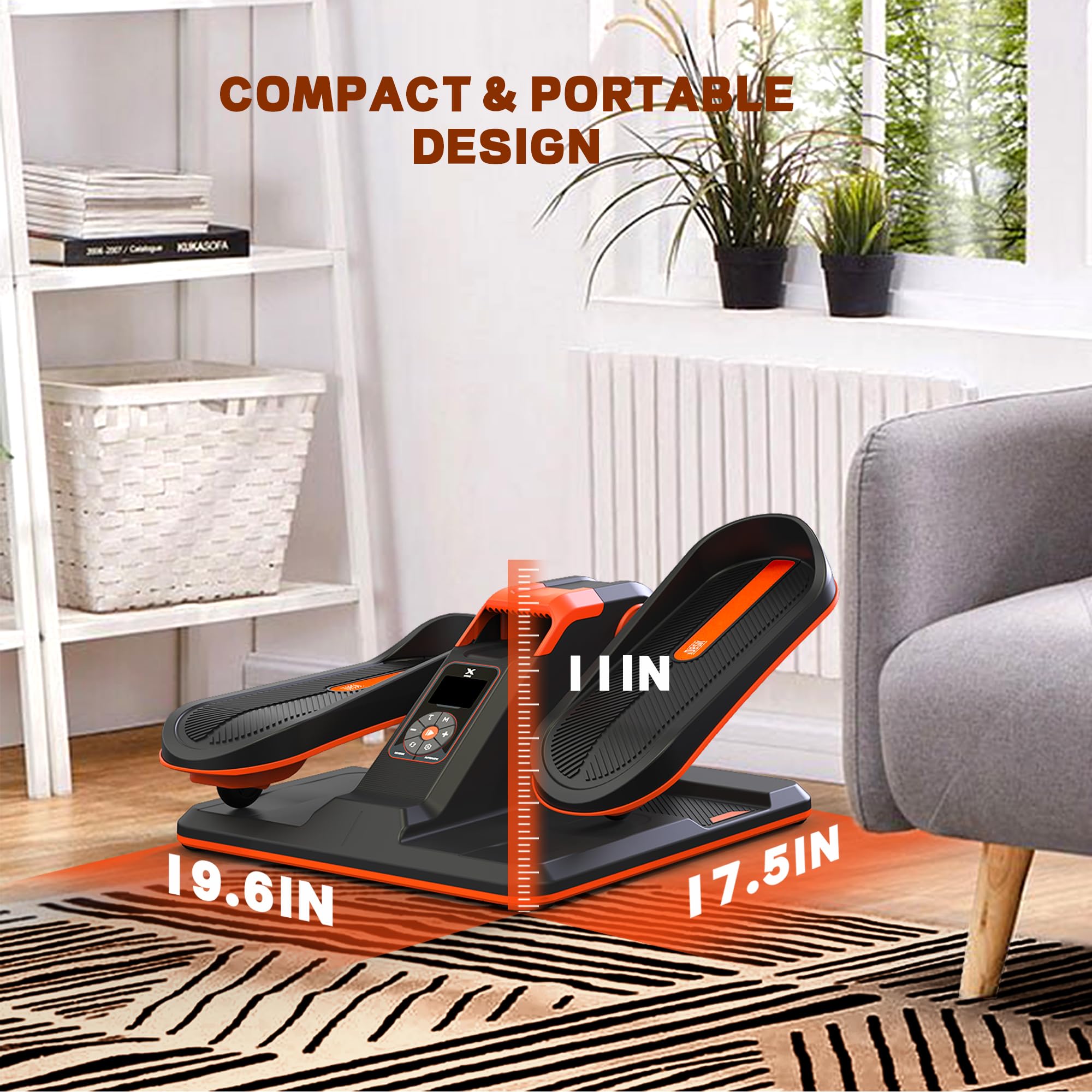 Under Desk Elliptical Machine - Portable Seated Exercise Bike with Touch Screen & Remote Control - Wireless Connectivity for Home, Office, or Gym Use - Perfect for Workouts While Working or Watching TV