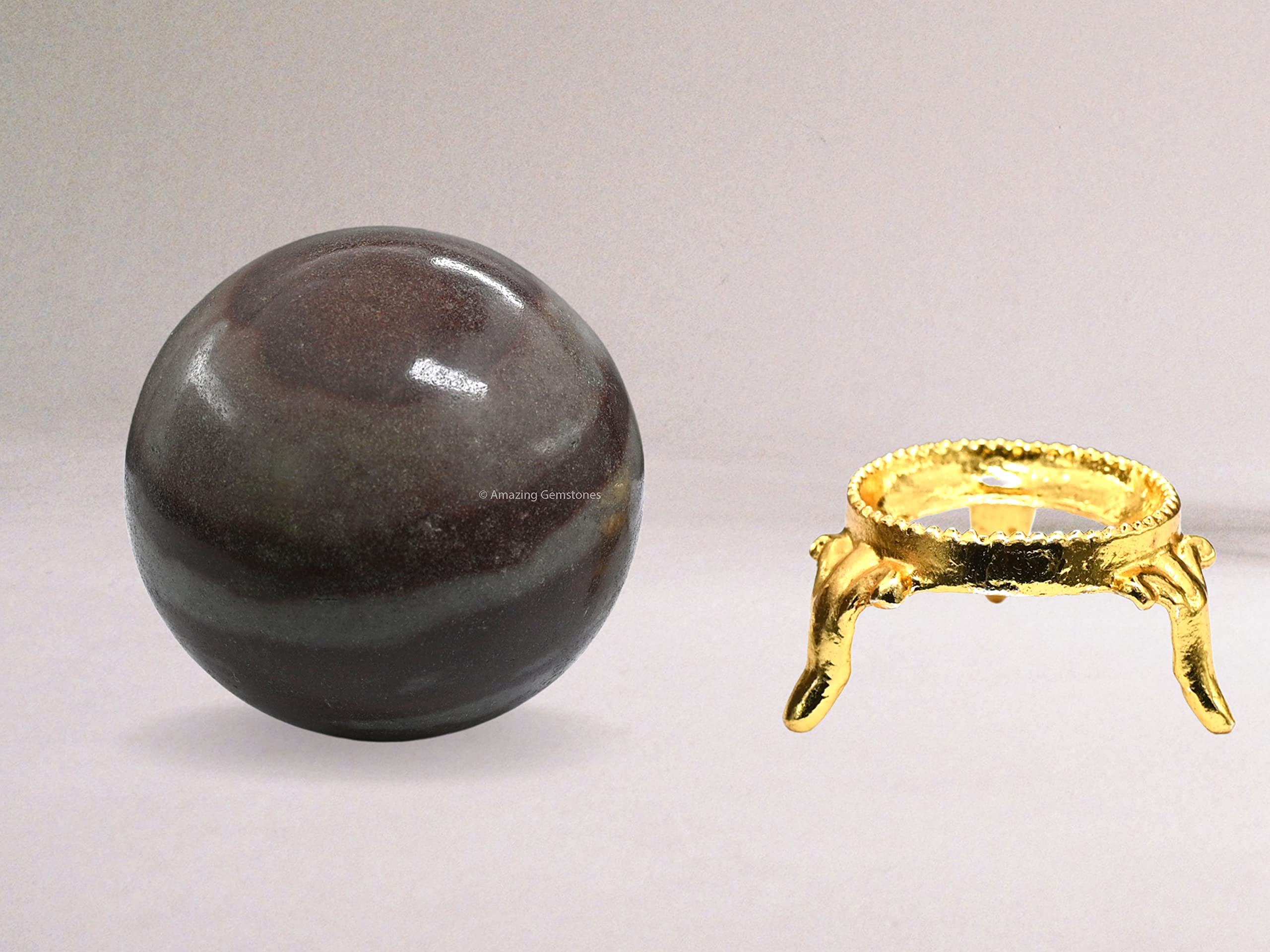 Narmada Shiva Lingam Crystal Ball with Stand - 2 Inch Healing Sphere for Meditation, Yoga, Reiki, Witchcraft & Home Decor | Spiritual Energy Stone for Altar, Office Desk & Gift
