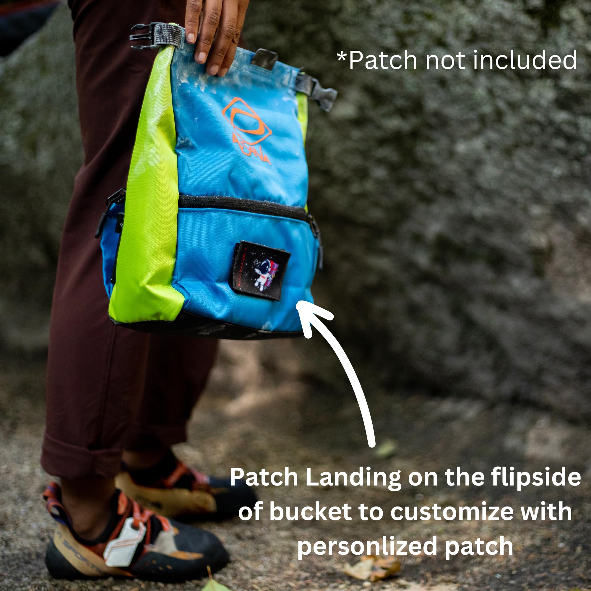 Premium Large Bouldering Chalk Bucket with Open Lock Technology & Magnetic Closure - Expandable Pockets, Includes Bamboo Chalk Brush - Perfect for Rock Climbing, Gym Training, Bouldering & Gymnastics Practice
