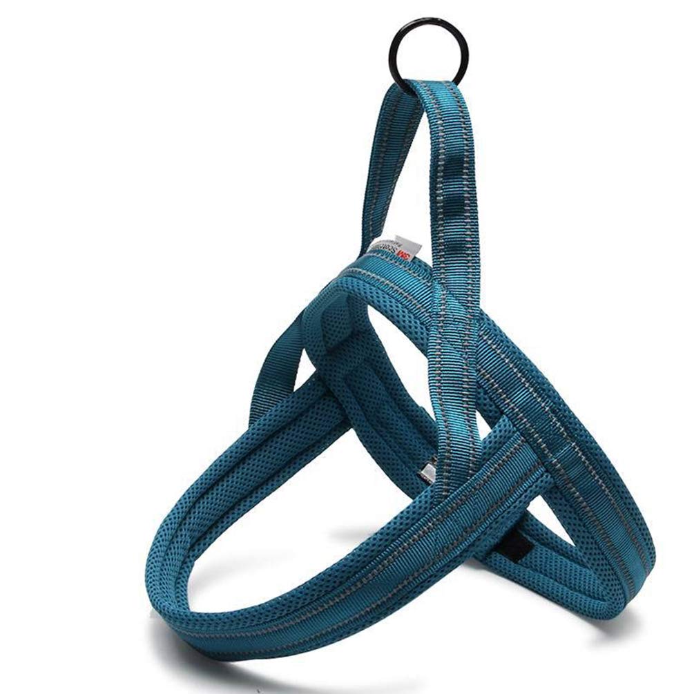 WINHYEPET True Love Dog Harness - Adjustable Nylon Vest with Reflective Strips for Small Medium & Large Dogs | Comfortable & Safe for Walking, Running & Outdoor Adventures (Blue, Large)