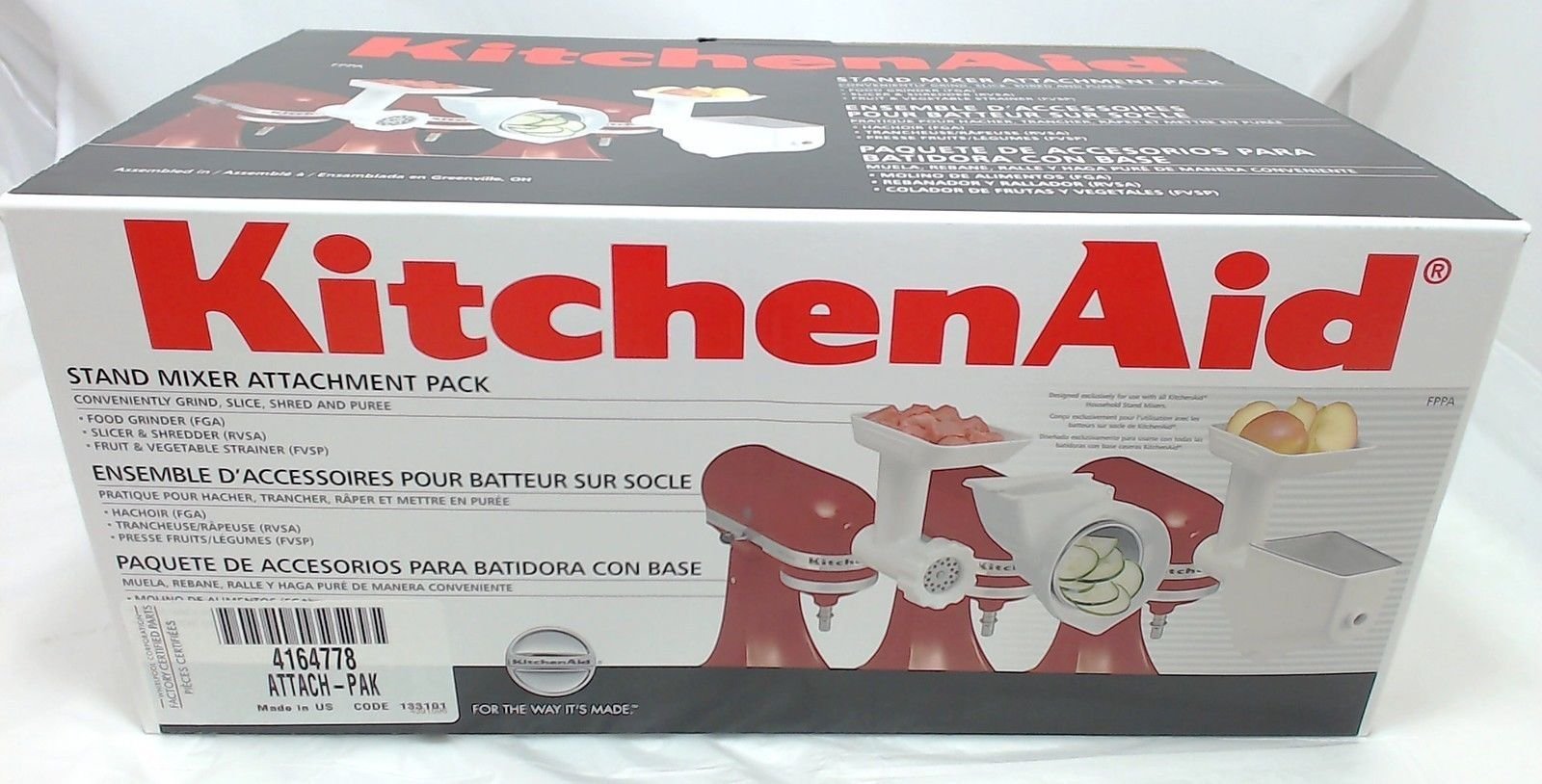 KitchenAid Stand Mixer Attachment Pack 1 - Food Grinder, Fruit & Vegetable Strainer, Rotor Slicer & Shredder - Perfect for Homemade Pasta, Fresh Juices & Meal Prep in Your Kitchen