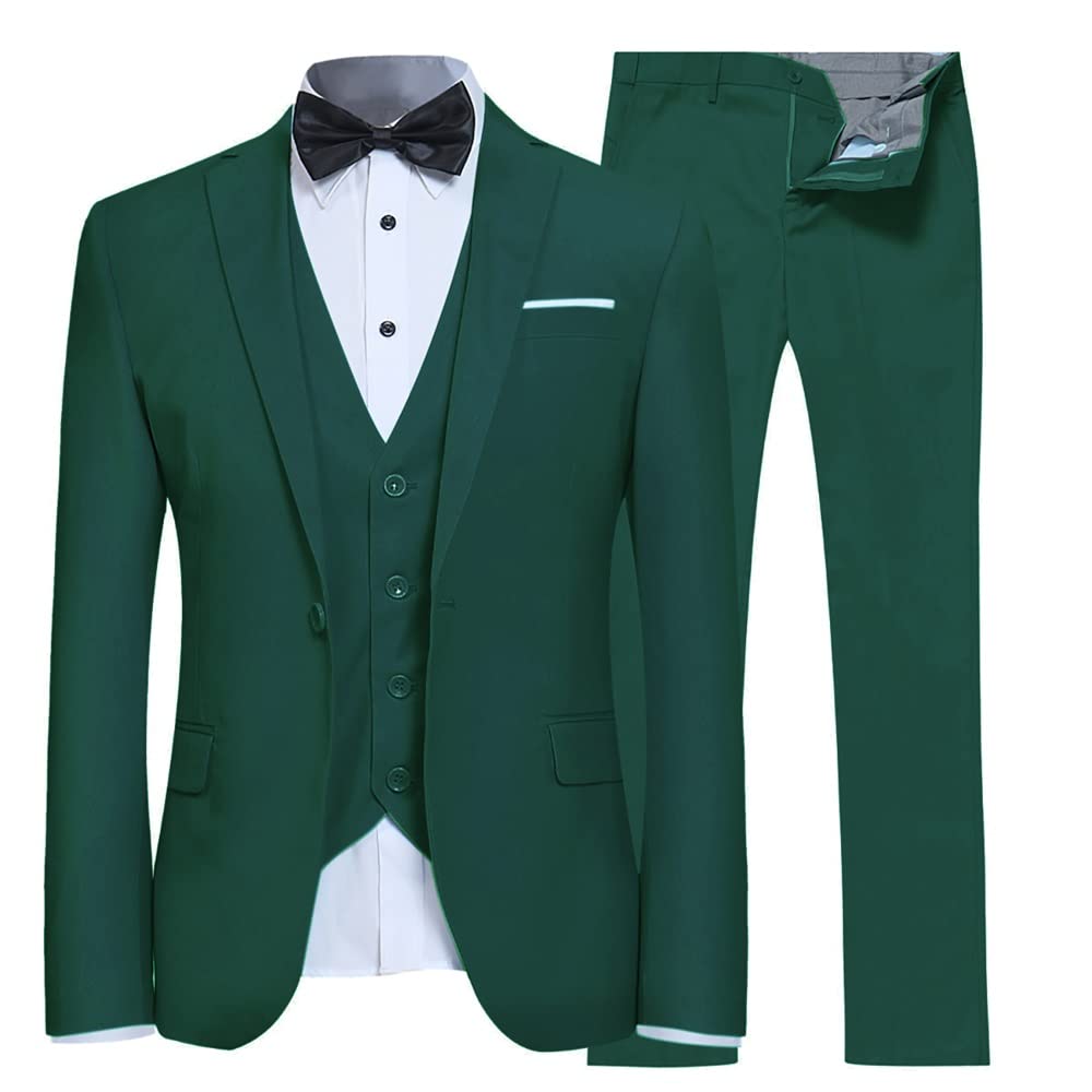 YFFUSHI Men's Slim Fit 3 Piece Suit Set - One Button Business Blazer, Vest & Trousers for Wedding, Prom, Office & Formal Events | Premium Tuxedo Suit for Grooms, Professionals & Special Occasions