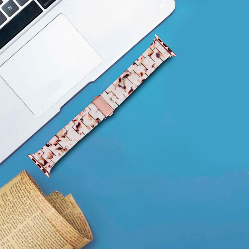Premium Resin Apple Watch Bands for Women - Compatible with 38mm 40mm 41mm 42mm 44mm 45mm Models - Fits Apple Watch Series 7/6/5/4/3/2/1/SE - Stylish & Durable Replacement Straps for Workout, Office & Everyday Wear