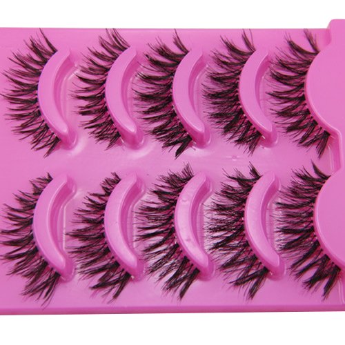 Bluelans 5 Pairs Messy Cross Fake Eyelashes - Natural Looking False Eyelash Extensions for Dramatic Eye Makeup | Perfect for Parties, Weddings & Special Occasions