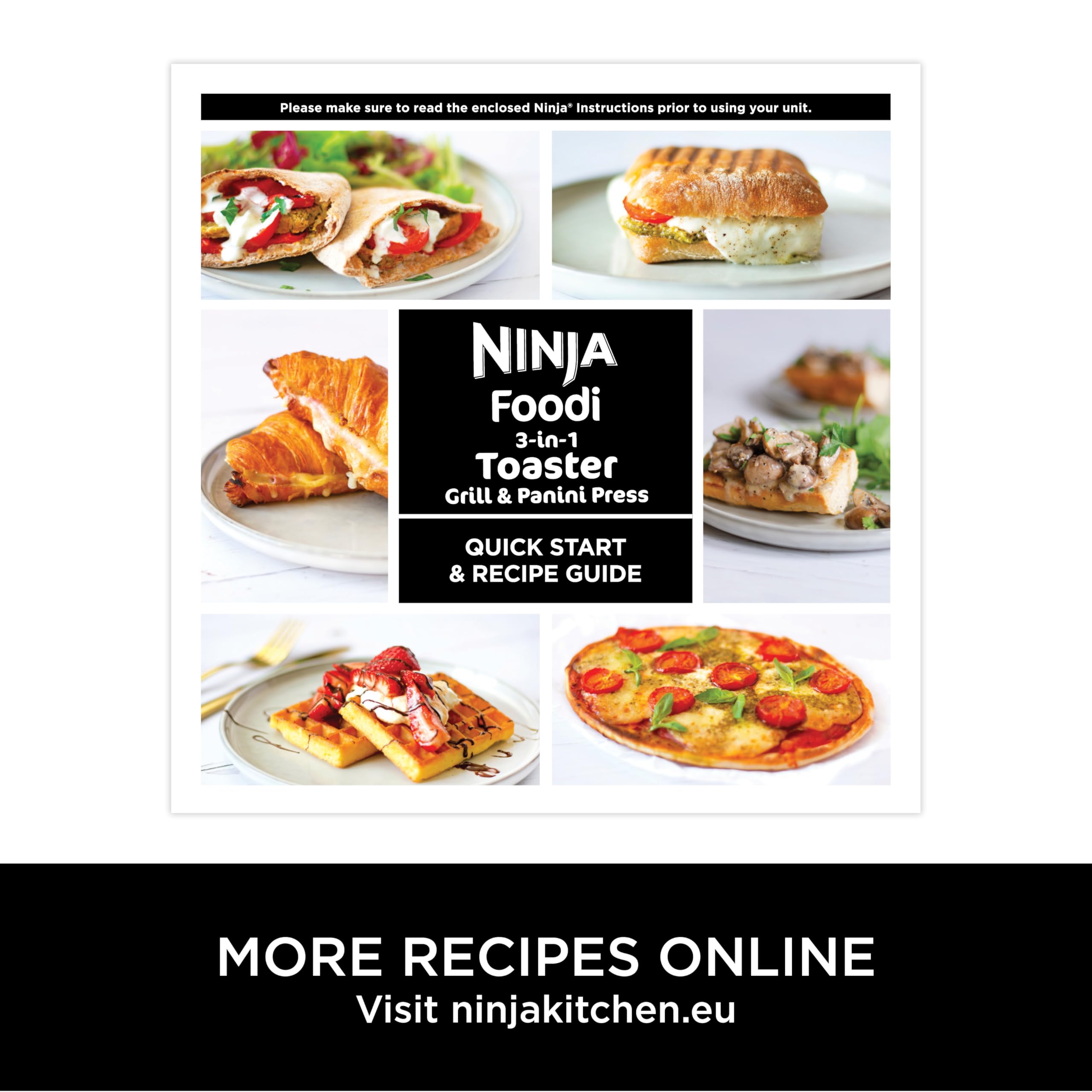 Ninja Foodi 3-in-1 Toaster, Grill & Panini Press - 7 Cooking Functions with Flip Design, 7 Toast Shades | Includes Panini Press, Bake Tray & Crumb Tray | Perfect for Breakfast, Sandwiches & Grilling at Home | Black ST200UK