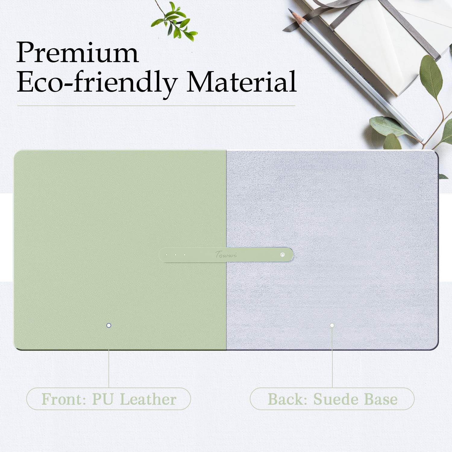 Premium TOWWI PU Leather Desk Pad with Suede Base - 24