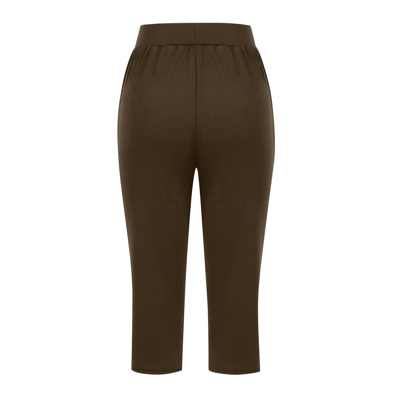 **Women's High Waisted Capri Leggings with Pockets - Summer Casual Workout Yoga Pants for Plus Size - Perfect for Gym, Running & Lounge Wear**