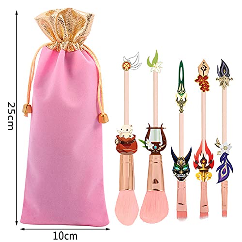 Premium Genshin Impact Makeup Brush Set - 12-Piece Professional Foundation, Eyeshadow, Eyebrow & Lip Brush Kit for Anime Cosplay & Daily Beauty Makeup