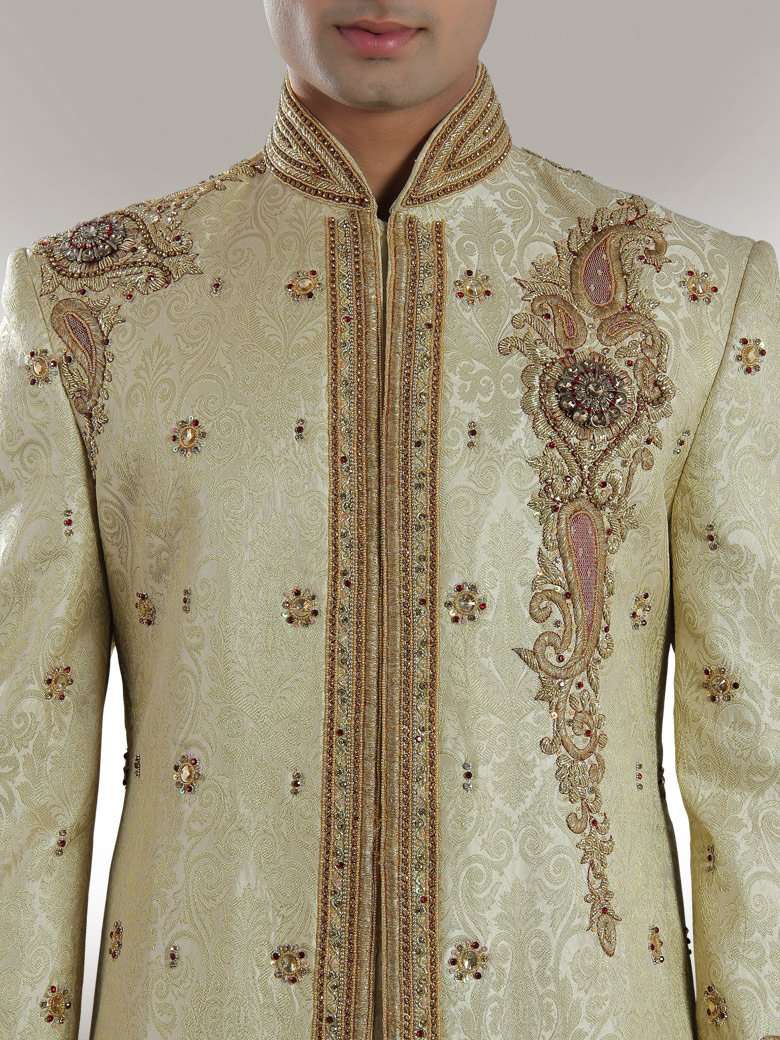 Elegant Cream Sherwani for Men - Traditional Indian Wedding Outfit for Groom & Party Wear - Perfect for Weddings, Festivals & Special Occasions