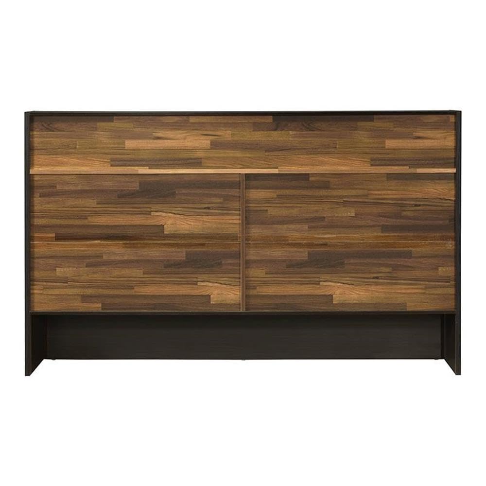 Acme Eos Solid Wood Queen Platform Bed Frame - Walnut & Black Finish - Modern Bedroom Furniture for Small Spaces & Master Suites